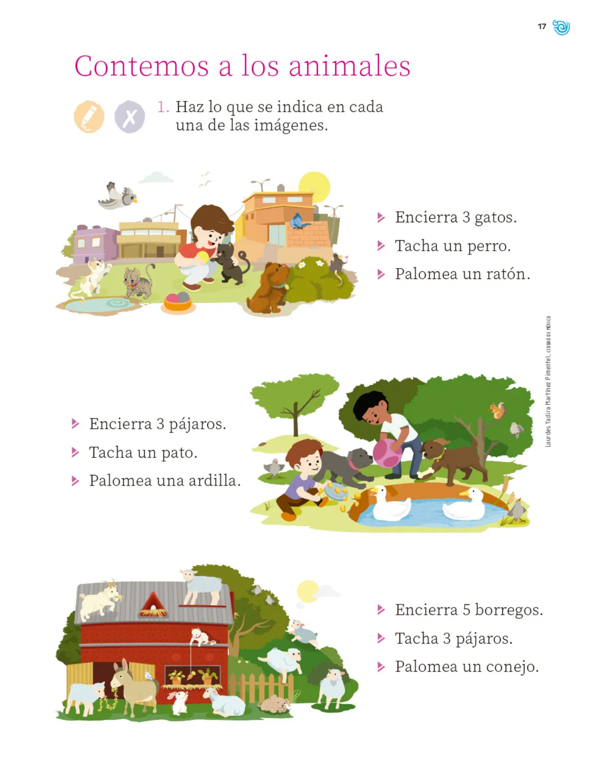 Página 18 de Múltiples lenguajes. Trazos y números. Libro de Educación Primaria Grado 1° Ciclo Escolar 2025 - 2026