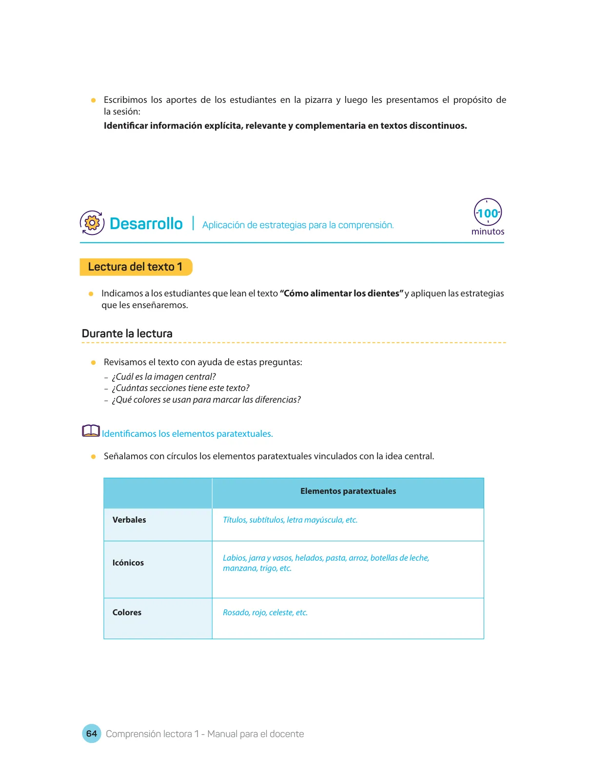 Página 66 de Comprensión lectora : manual para el docente de primer grado de Secundaria 2018 · 2018