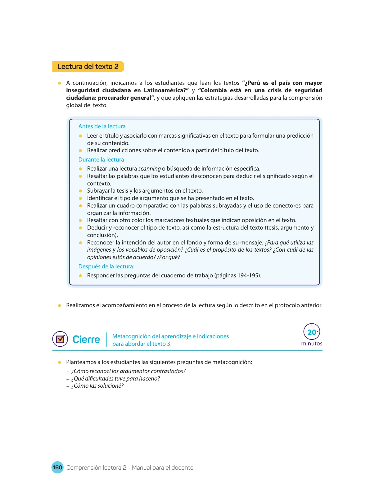 Miniatura página 162 de Comprensión lectora : manual para el docente de segundo grado de Secundaria 2018 · 2018