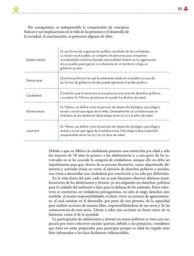Página 316 de Colección Nanahuatzin. Ética, naturaleza y sociedades. Libro de Educación Secundaria Grado 3° Ciclo Escolar 2025 - 2026
