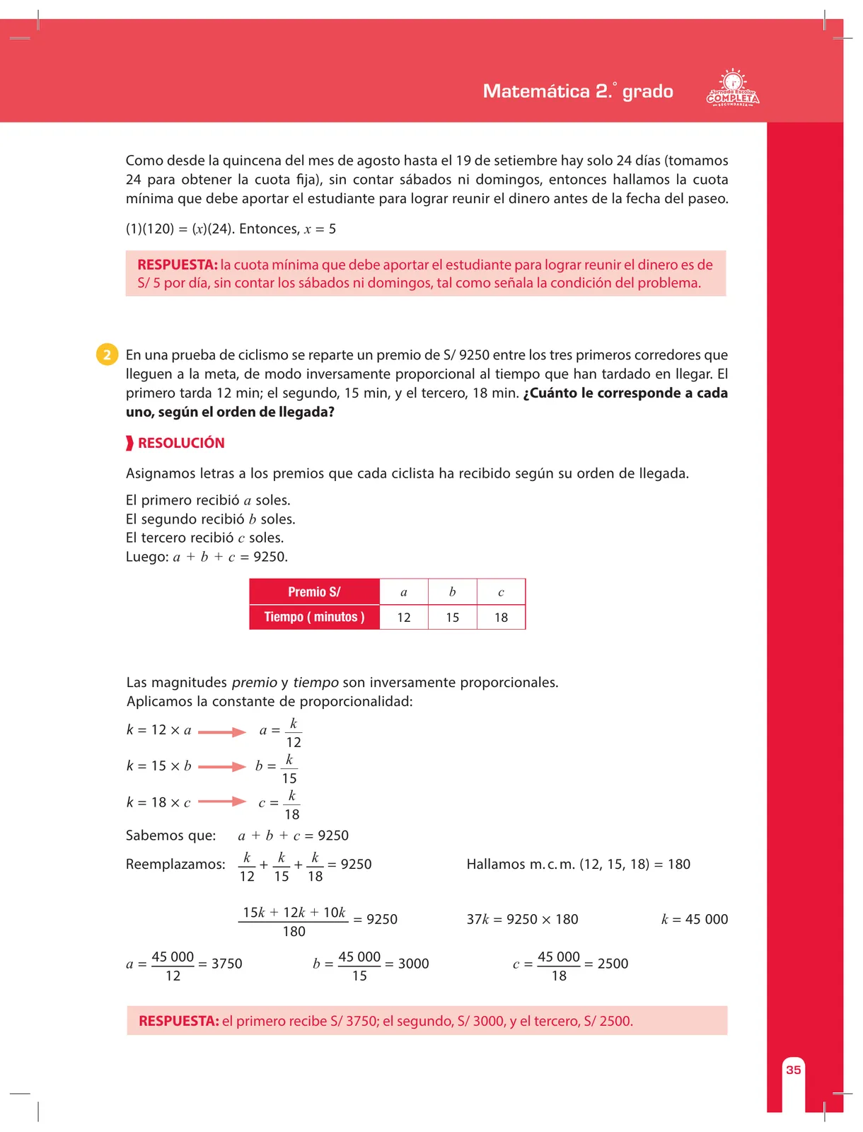 Miniatura página 35 de Matemática 2 : cuaderno de reforzamiento pedagógico - JEC · 2016