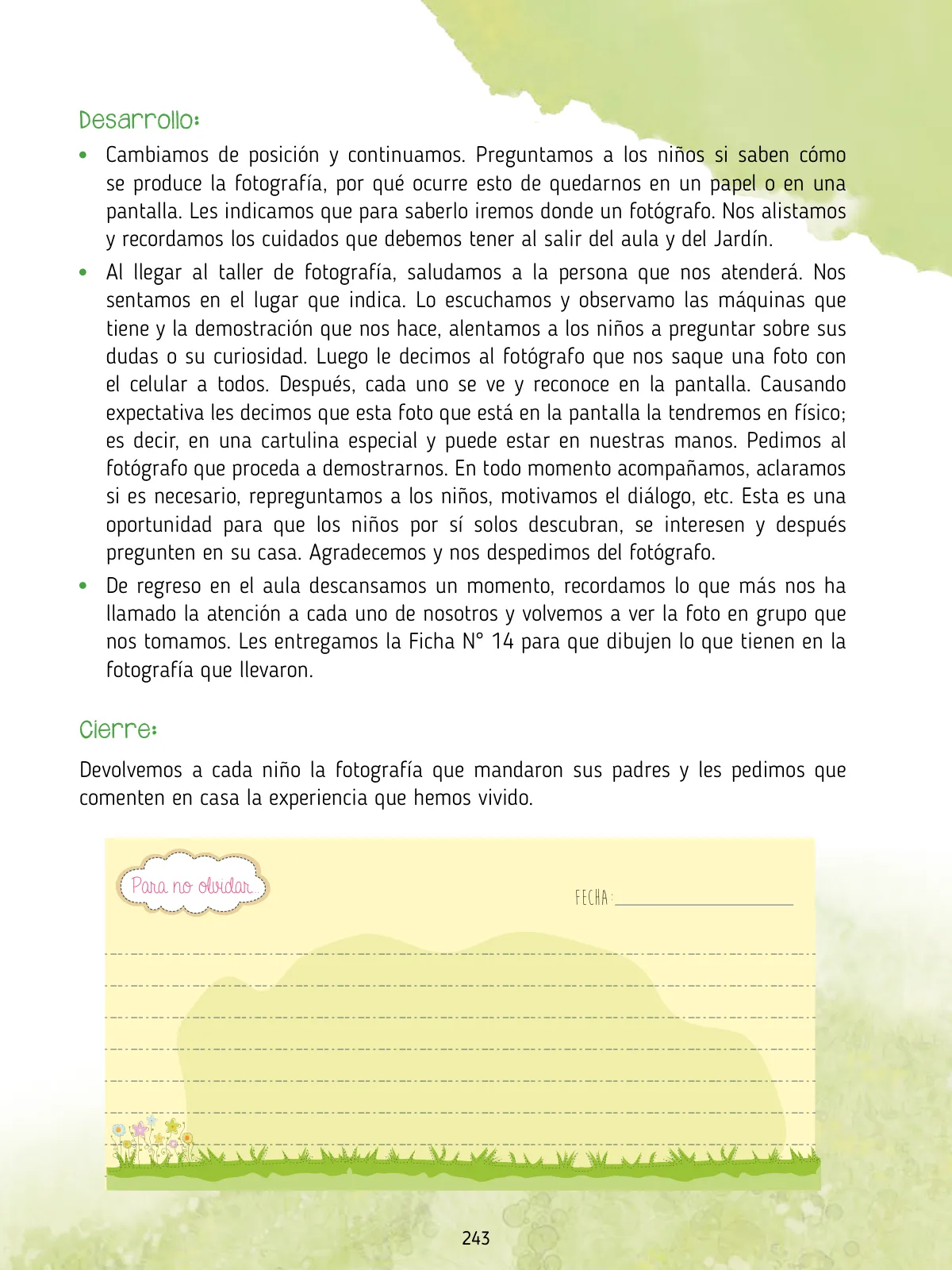 Miniatura página 245 de Agenda pedagógica 2017-2018 para docentes de II Ciclo de Instituciones de nivel de Educación Inicial · 2017