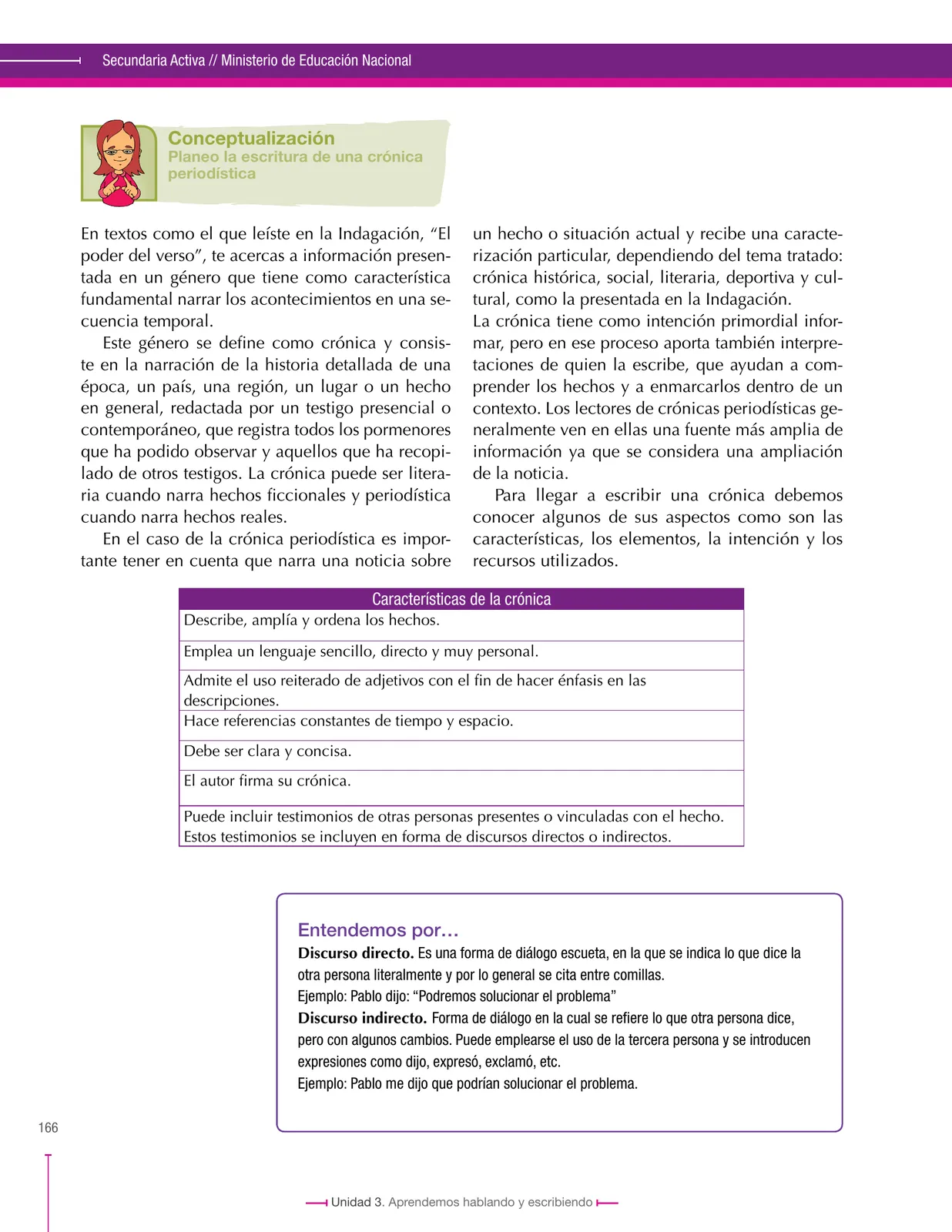 Página 166 de Lenguaje 9° · Secundaria Activa