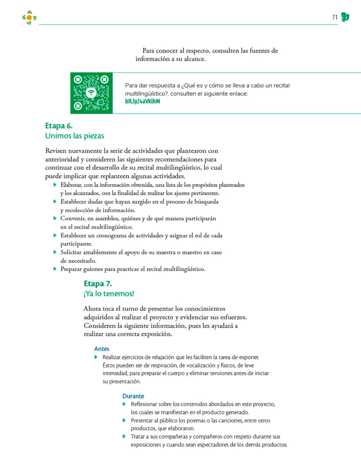 Miniatura página 72 de Colección Nanahuatzin. Nuestro libro de Proyectos. Tomo I.   Libro de Educación Telesecundaria Grado 3°  Ciclo Escolar 2025 - 2026