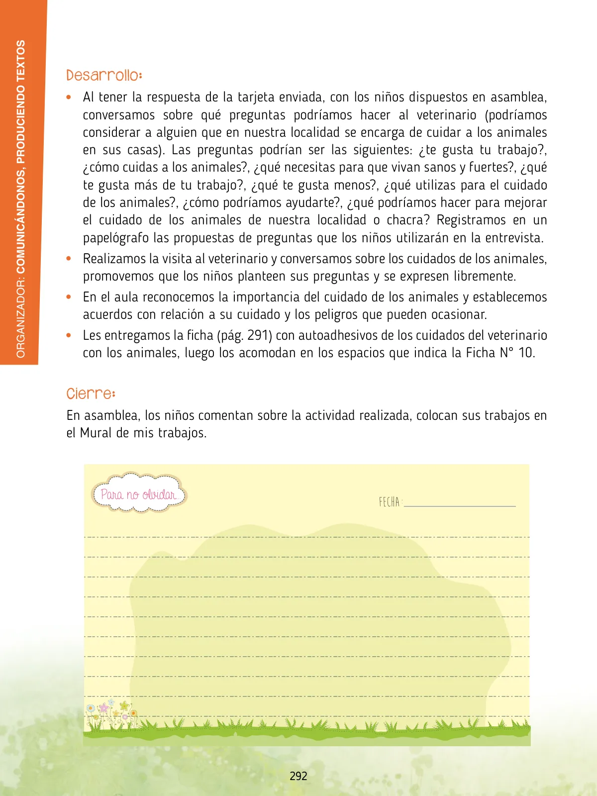 Página 294 de Agenda pedagógica 2017-2018 para docentes de II Ciclo de Instituciones de nivel de Educación Inicial · 2017