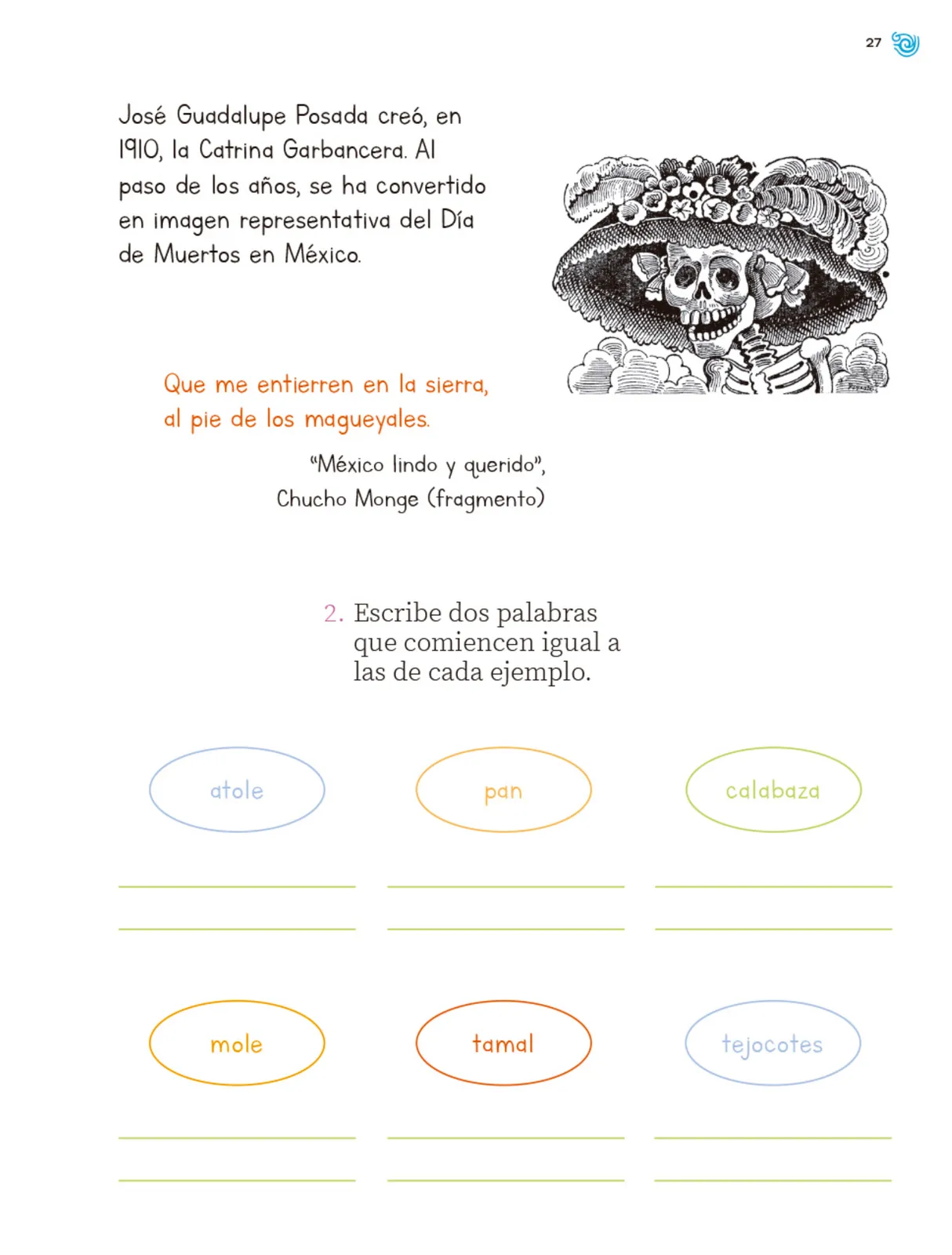 Miniatura página 28 de Múltiples lenguajes. Trazos y palabras.   Libro de Educación Primaria Grado 1°  Ciclo Escolar 2025 - 2026