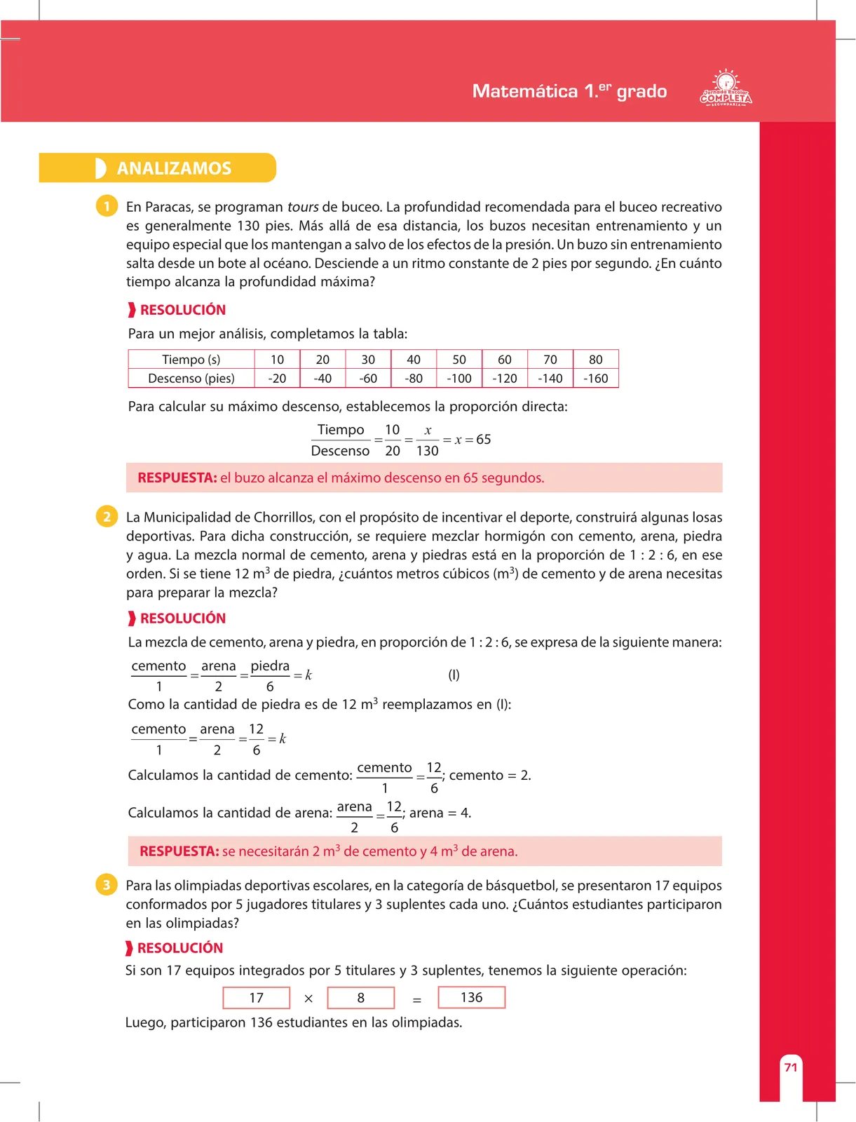 Miniatura página 71 de Matemática 1 : cuaderno de reforzamiento pedagógico - JEC · 2016