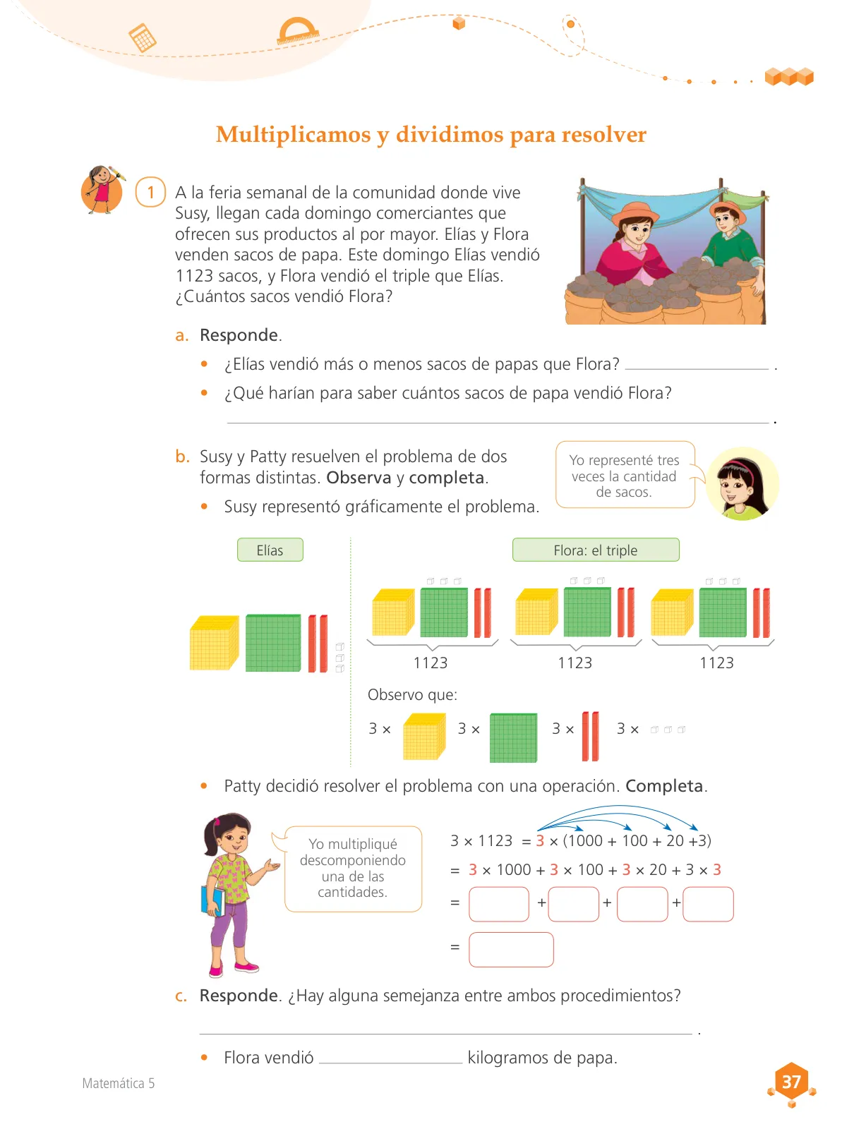 Página 38 de Matemática 5 : cuaderno de trabajo para quinto grado de Educación Primaria 2018 · 2018
