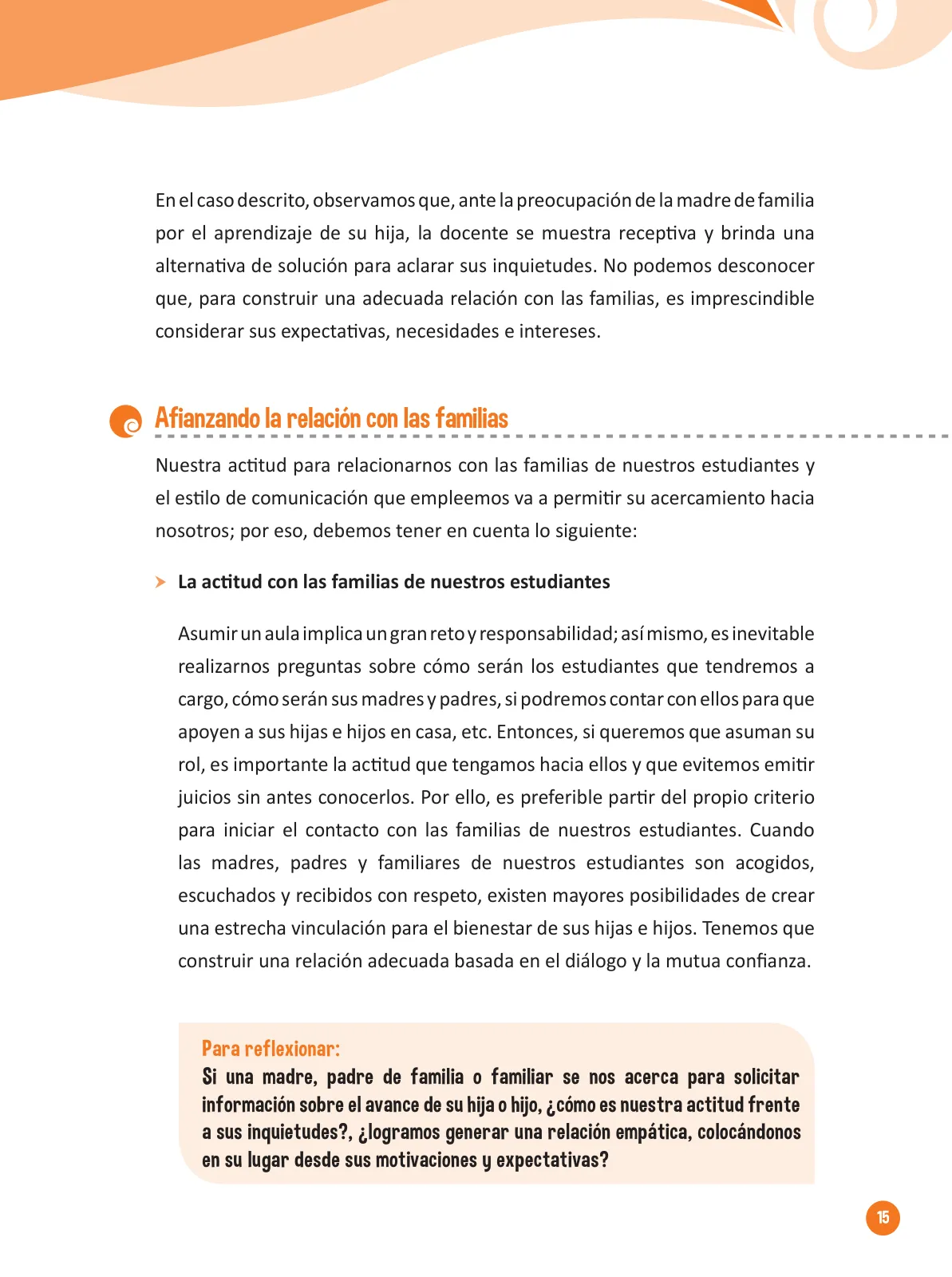 Página 17 de Guía para el trabajo docente con las familias del ciclo IV de Primaria · 2016