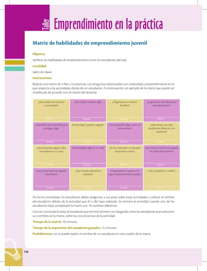 Página 198 de Emprendimiento Y Gestion 1° · Bgu 1 Emprendimiento Y Gestion 2019 · 2019