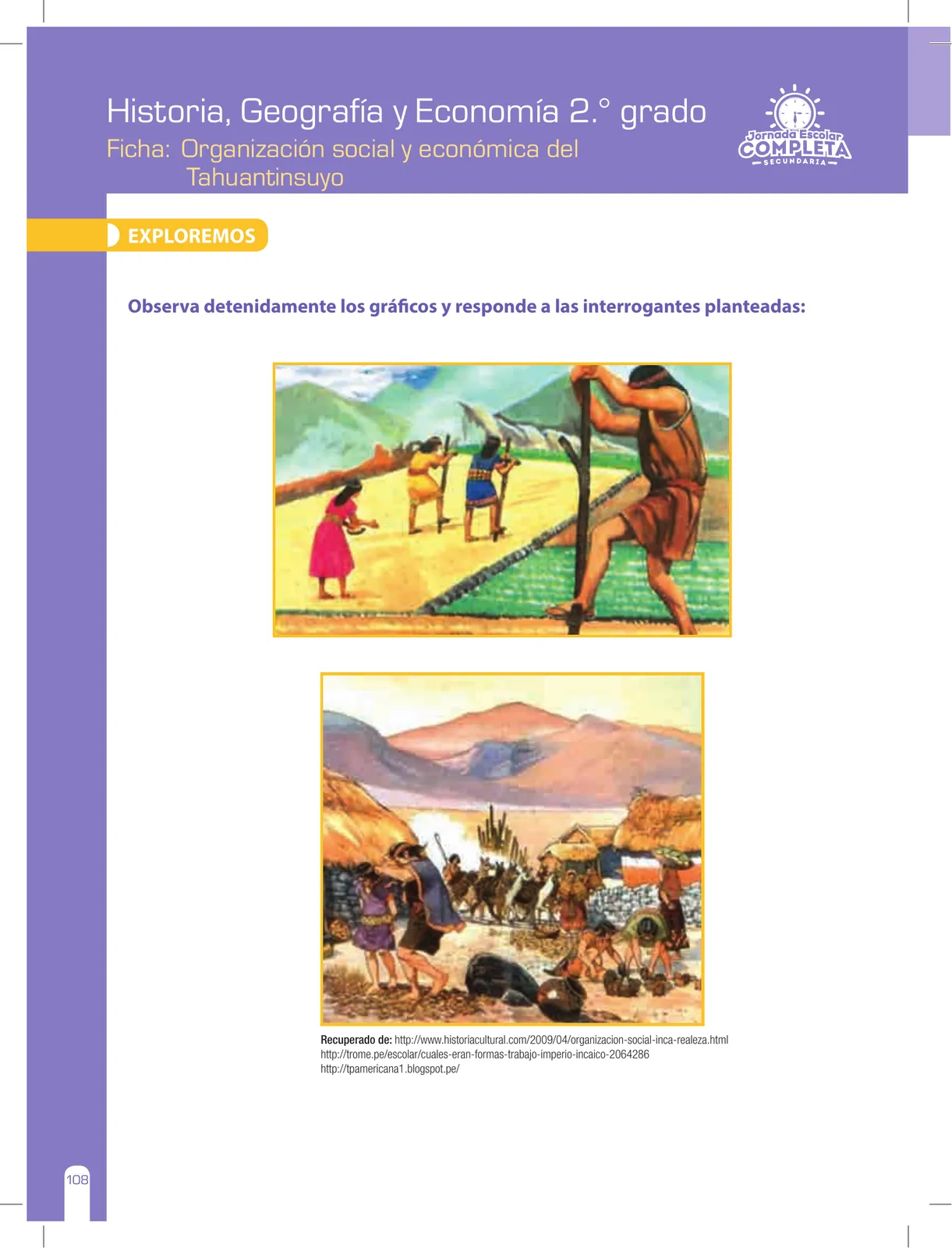 Miniatura página 108 de Historia, Geografía y Economía 2 : cuaderno de reforzamiento pedagógico - JEC ﻿ · 2016
