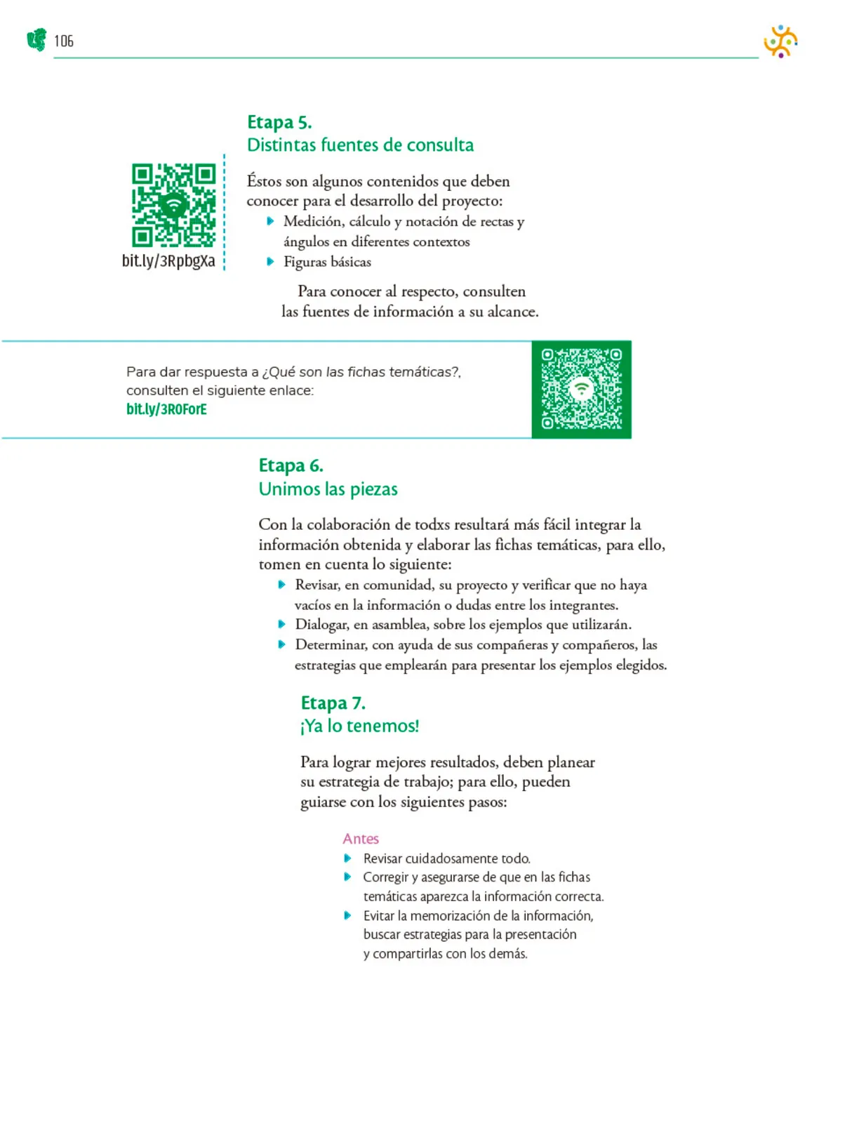 Página 107 de Colección Ximhai. Nuestro libro de Proyectos. Tomo III. Libro de Educación Telesecundaria Grado 1° Ciclo Escolar 2025 - 2026