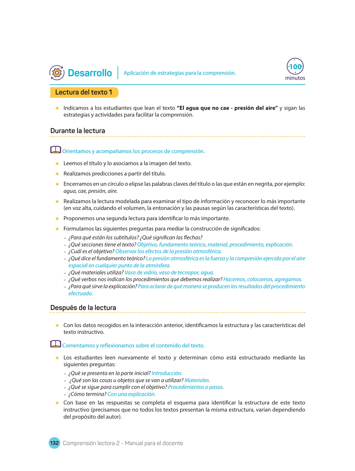 Página 134 de Comprensión lectora : manual para el docente de segundo grado de Secundaria 2018 · 2018