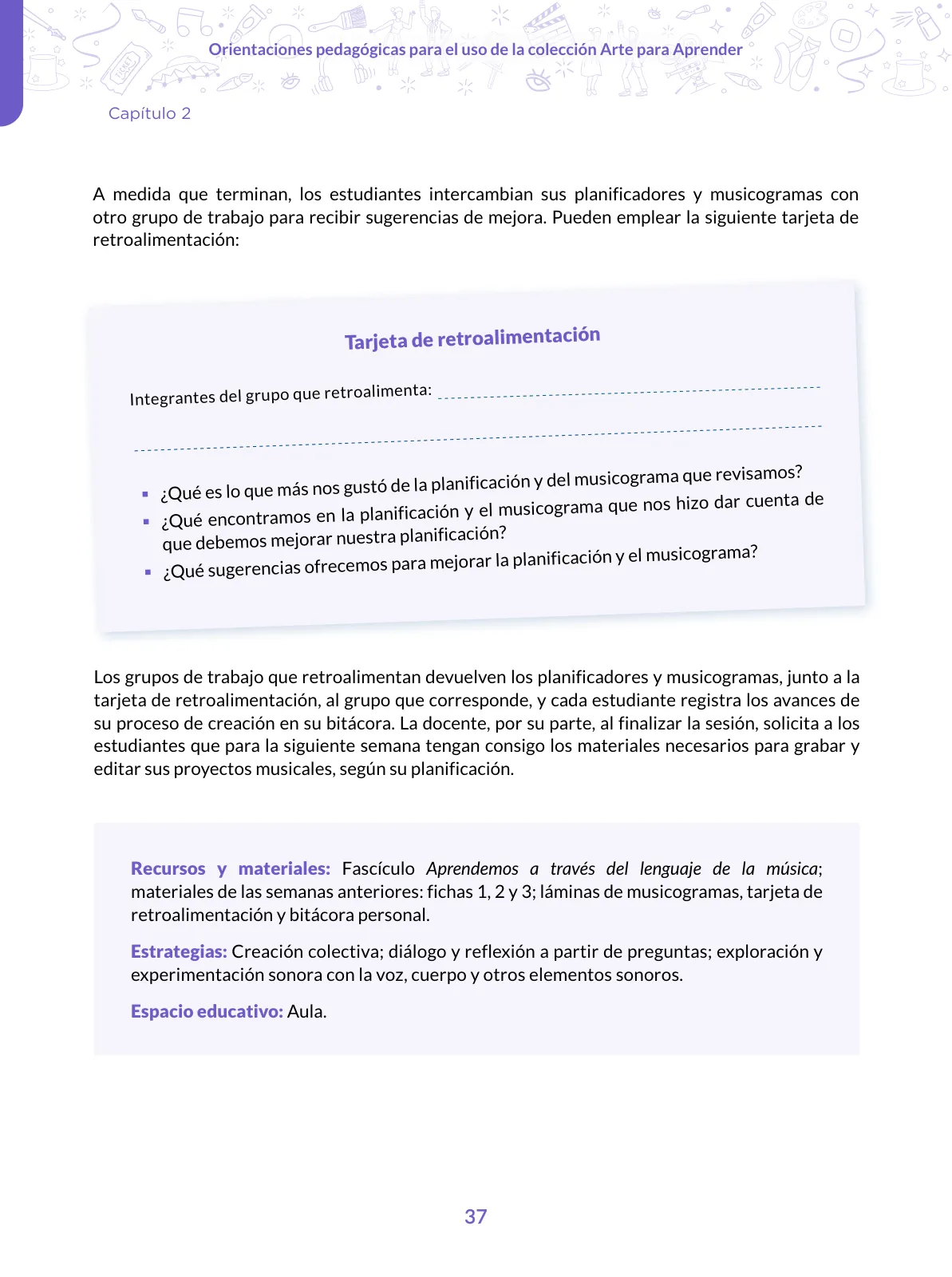 Página 37 de Orientaciones pedagógicas para el uso de la colección arte para aprender para docentes de Arte y Cultura de Educación Secundaria · 2024