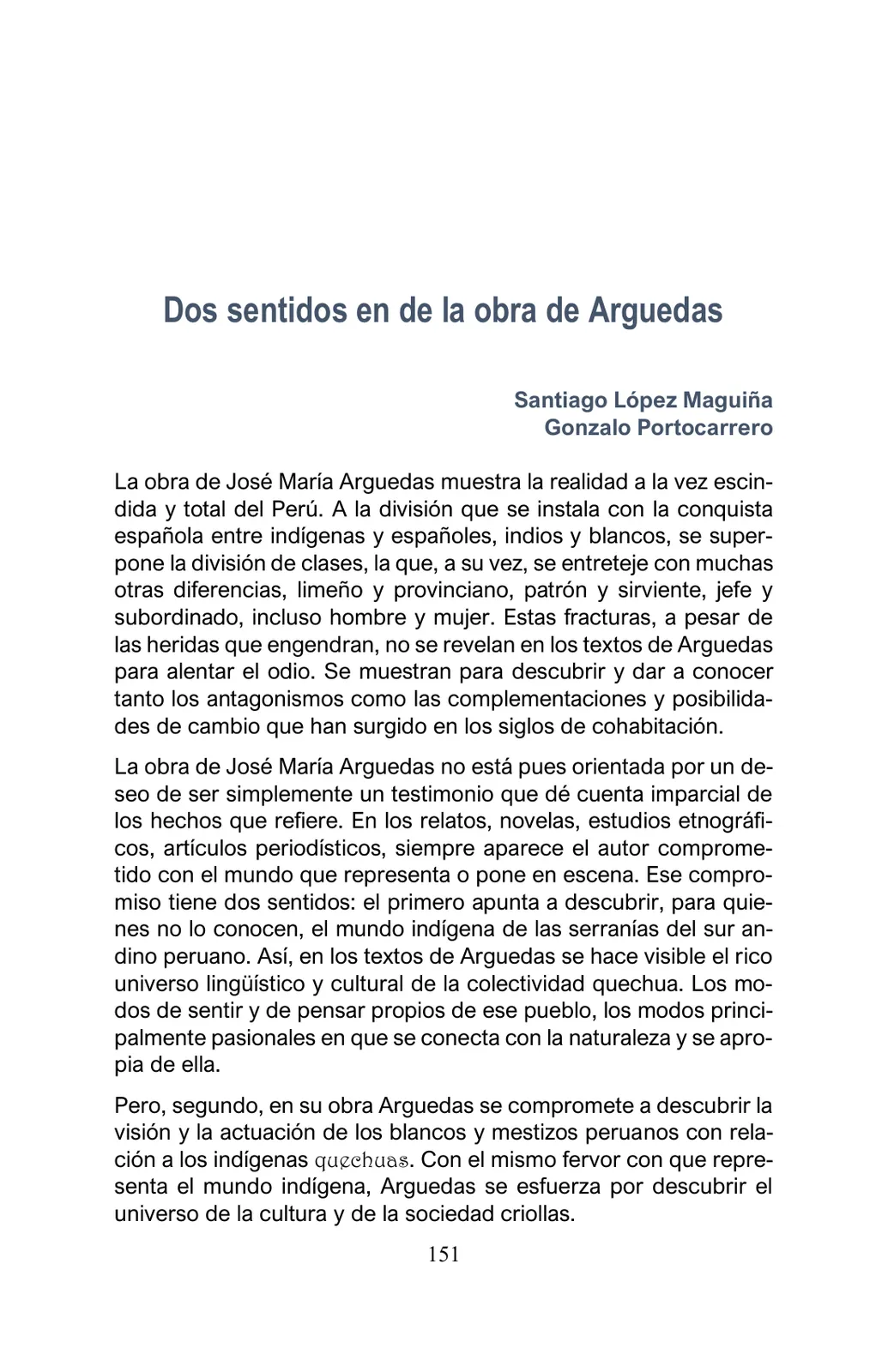 Página 151 de Arguedas, entre el fuego y el amor : textos seleccionados para estudiantes de Educación Básica · 2021