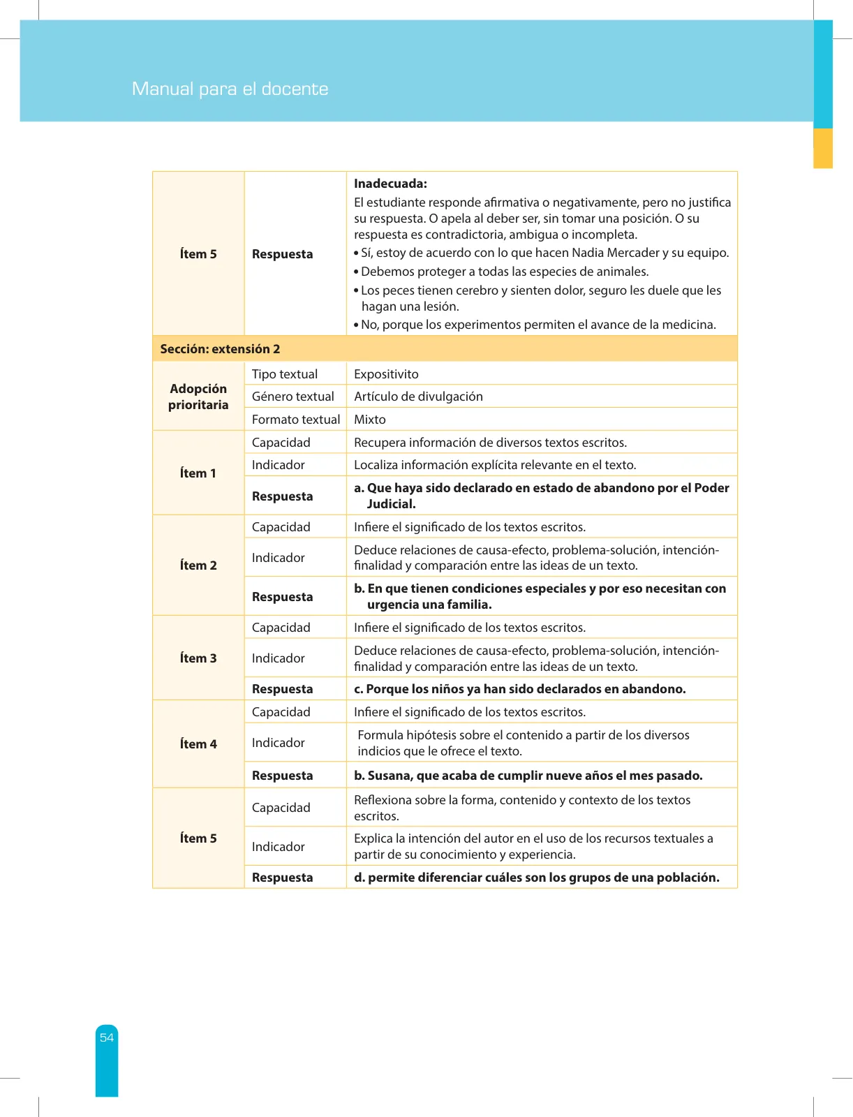 Miniatura página 56 de Comprensión lectora 2 : manual para el docente de segundo grado de Secundaria · 2017