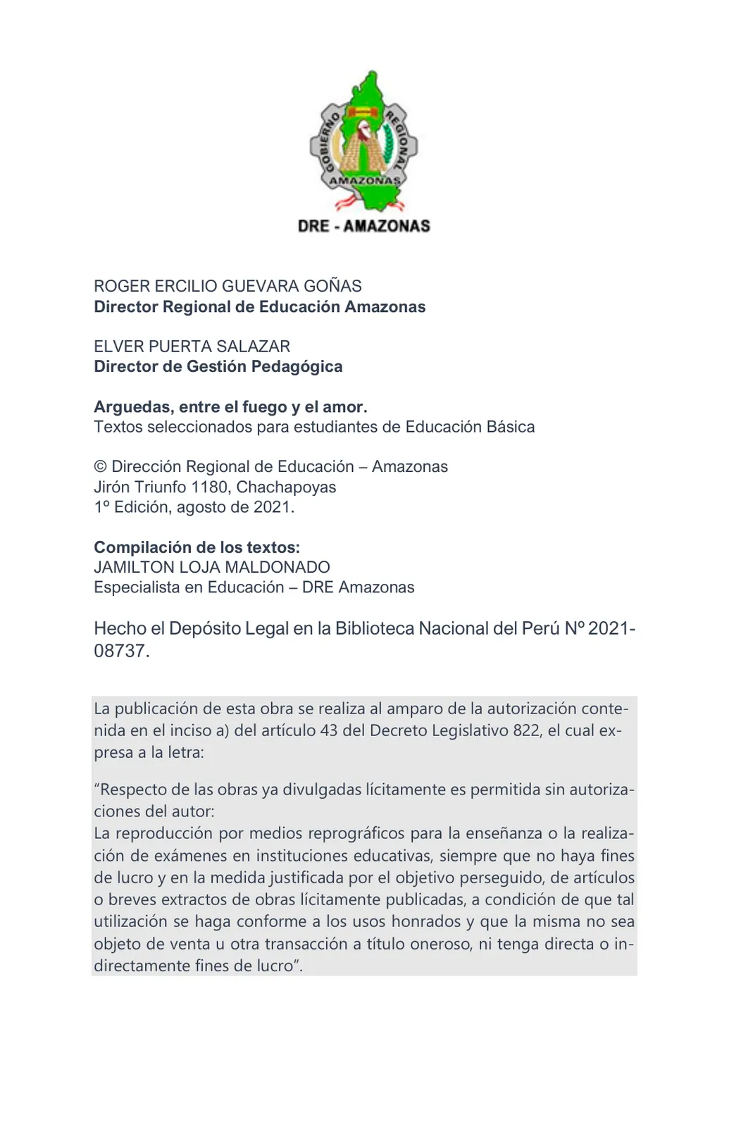 Miniatura página 4 de Arguedas, entre el fuego y el amor : textos seleccionados para estudiantes de Educación Básica · 2021
