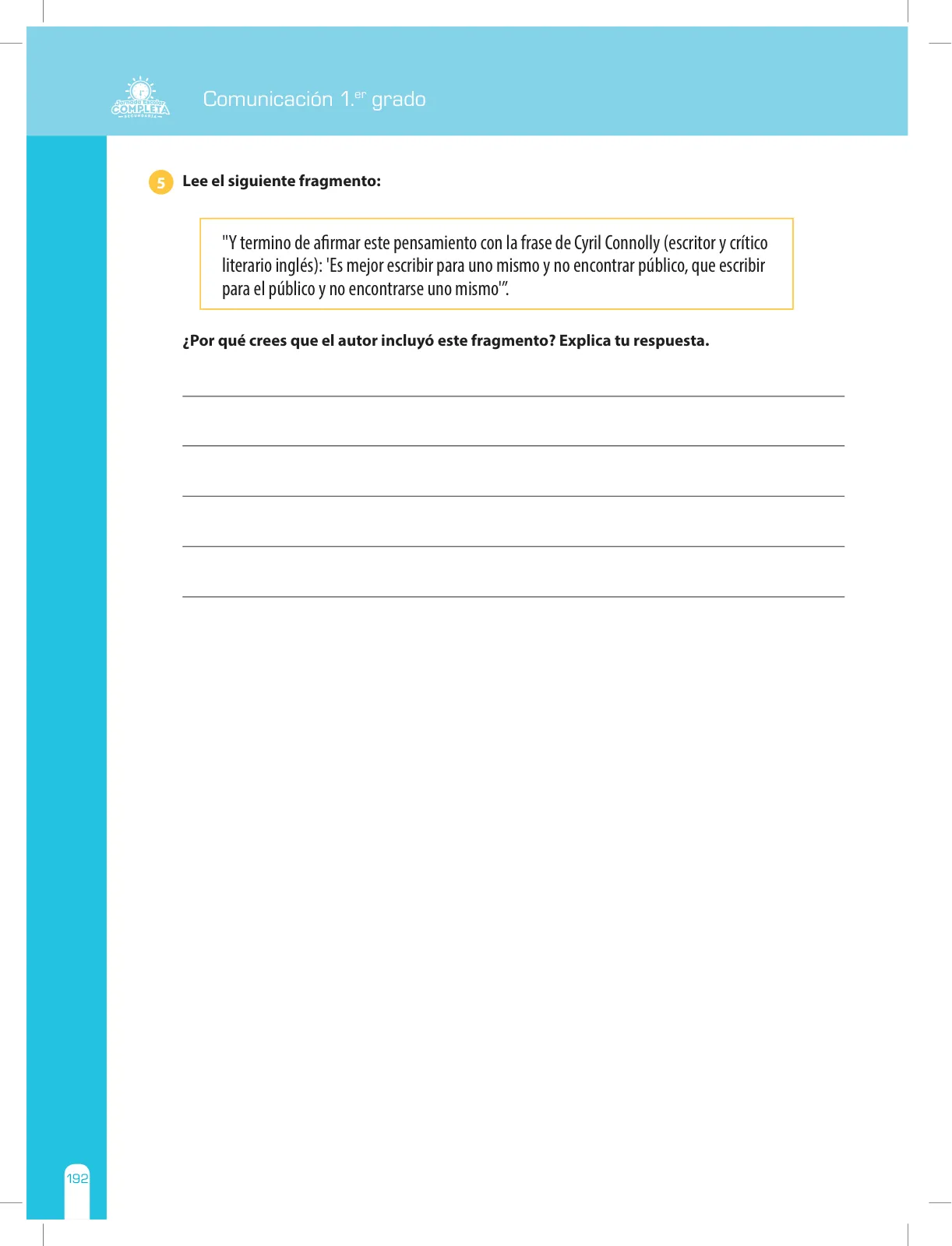 Miniatura página 192 de Comunicación Secundaria 1. Cuaderno de reforzamiento pedagógico - JEC · 2016