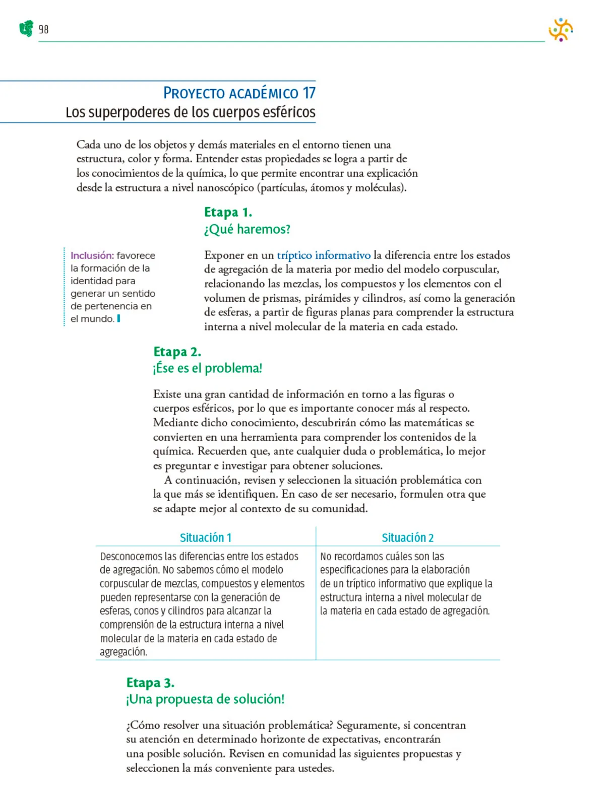 Página 99 de Colección Nanahuatzin. Nuestro libro de Proyectos.  Tomo II.  Libro de Educación Telesecundaria Grado 3°  Ciclo Escolar 2025 - 2026