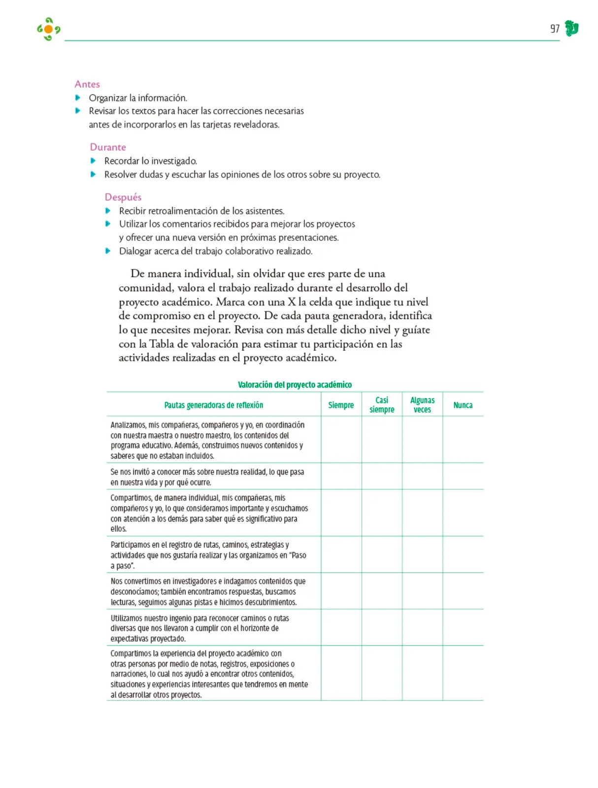 Miniatura página 98 de Colección Ximhai. Nuestro libro de Proyectos. Tomo I.   Libro de Educación Telesecundaria Grado 1°  Ciclo Escolar 2025 - 2026