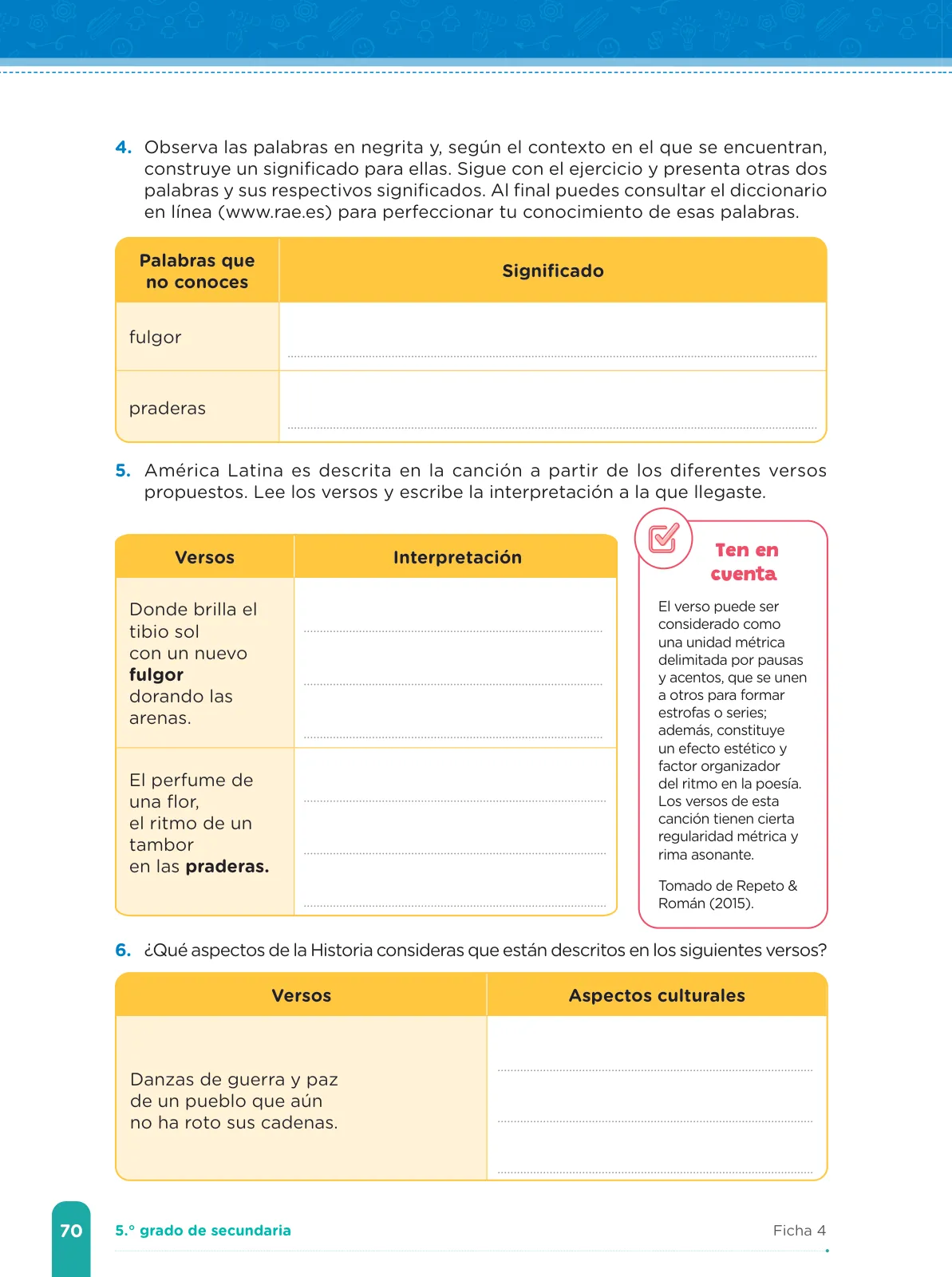 Miniatura página 72 de Fichas de aprendizaje de Comunicación 5 · 2024