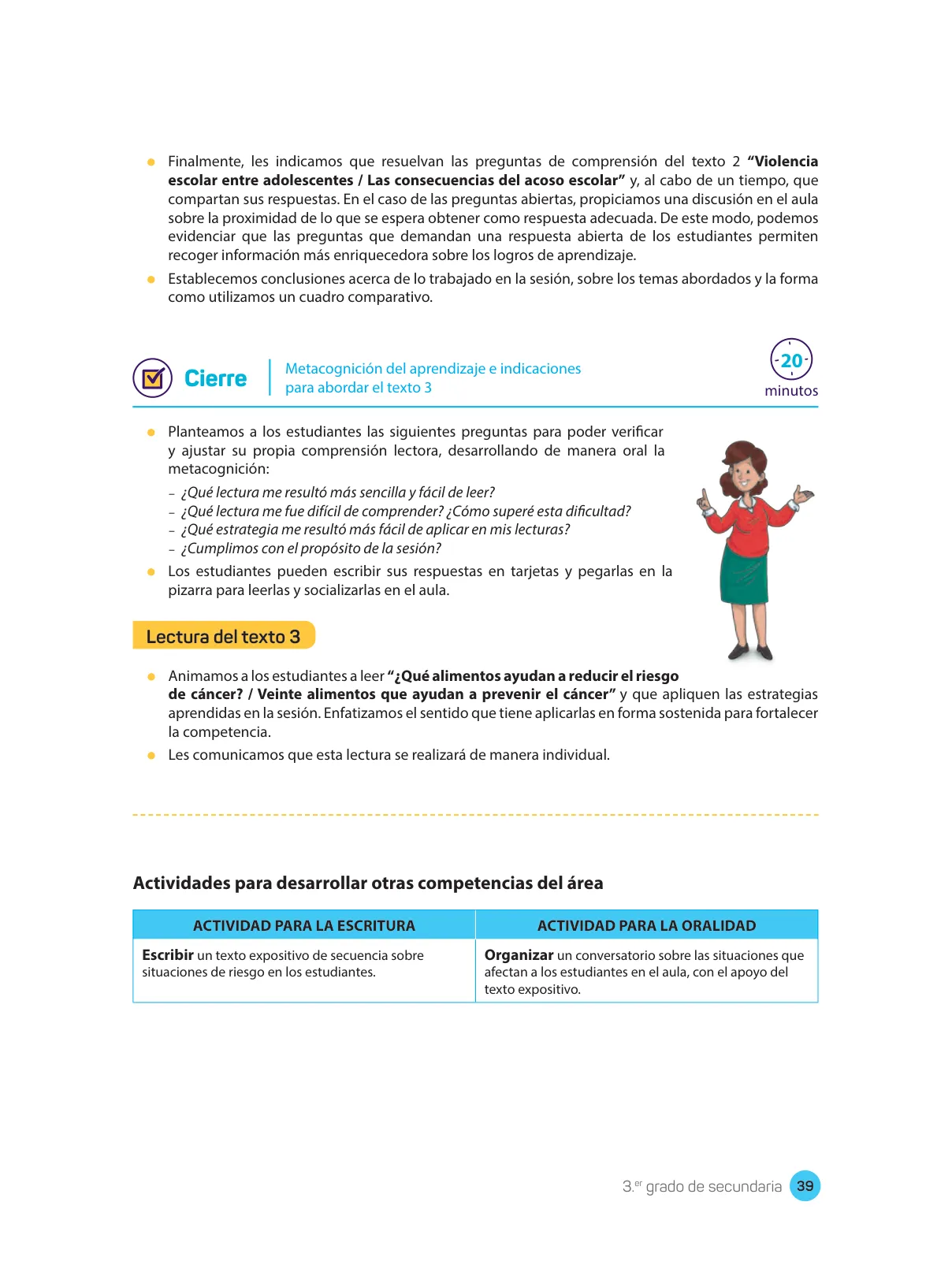 Página 41 de Comprensión lectora : manual para el docente de tercer grado de Secundaria 2018 · 2018