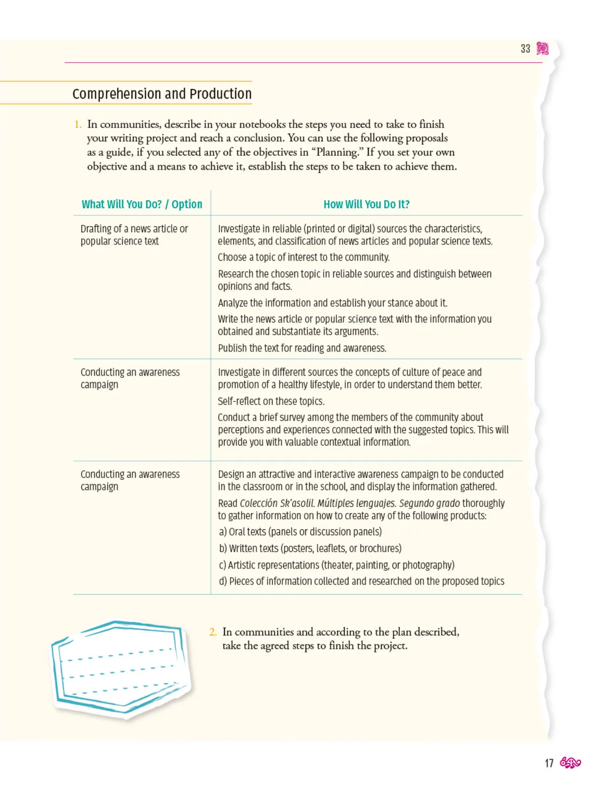 Página 18 de Uérakua anapu uantakua. Projects and Readings. Libro de Educación Secundaria Grado 2° Ciclo Escolar 2025 - 2026