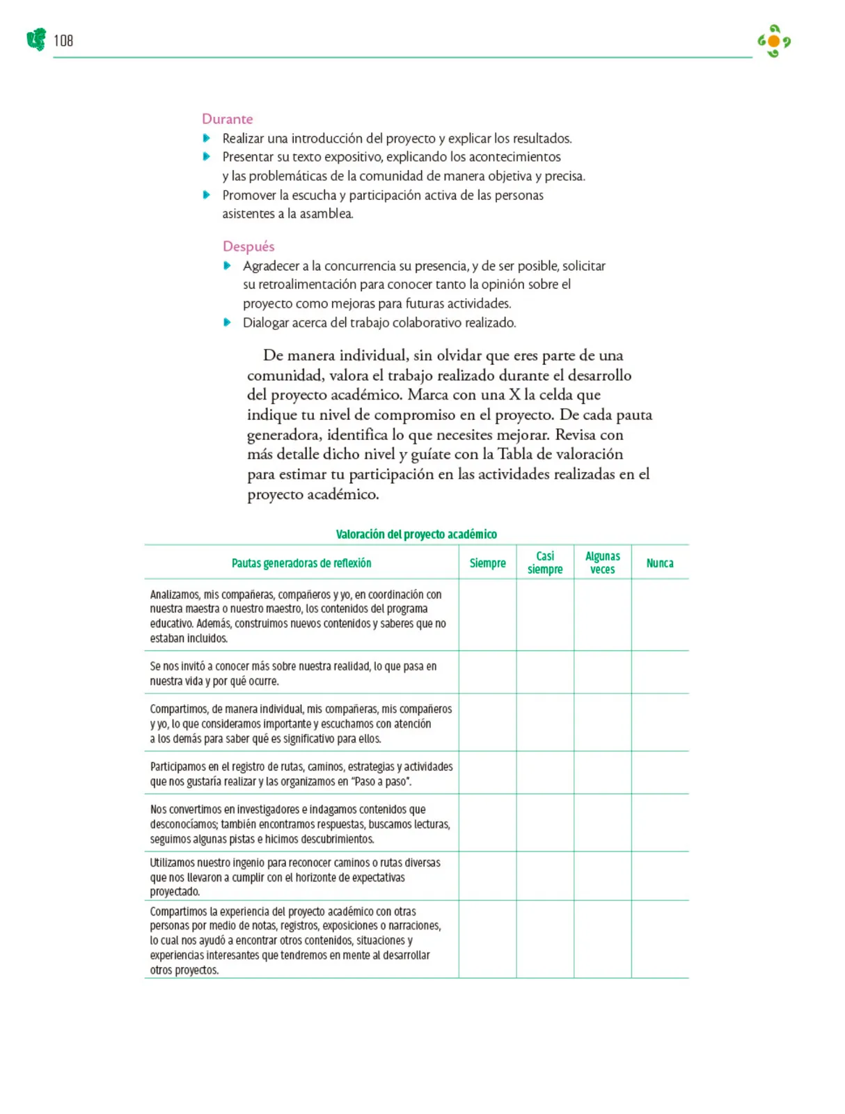 Miniatura página 109 de Colección Ximhai. Nuestro libro de Proyectos. Tomo I.   Libro de Educación Telesecundaria Grado 1°  Ciclo Escolar 2025 - 2026