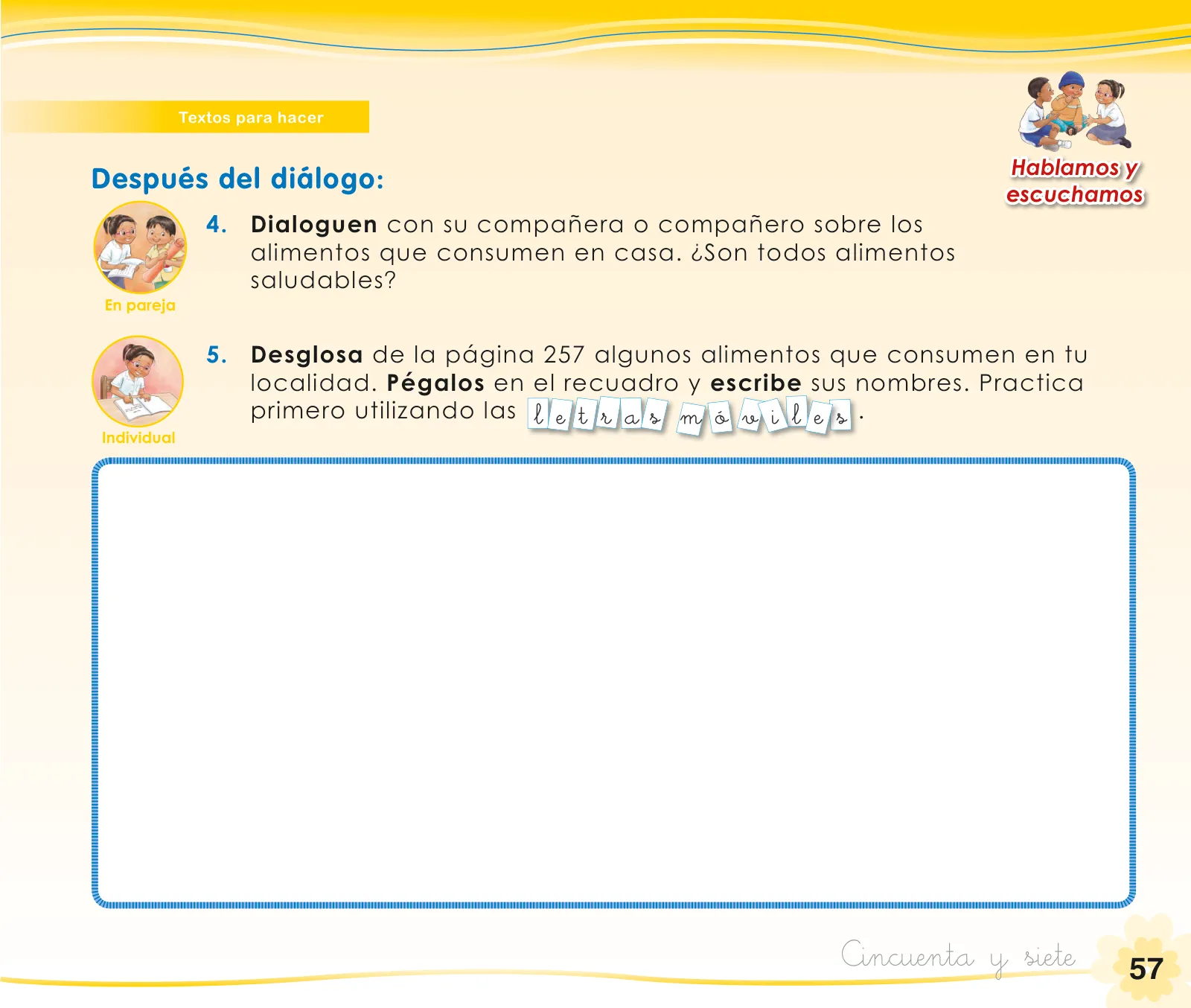 Miniatura página 59 de Comunicación 1 : cuaderno de trabajo para primer grado de Educación Primaria 2019 · 2019