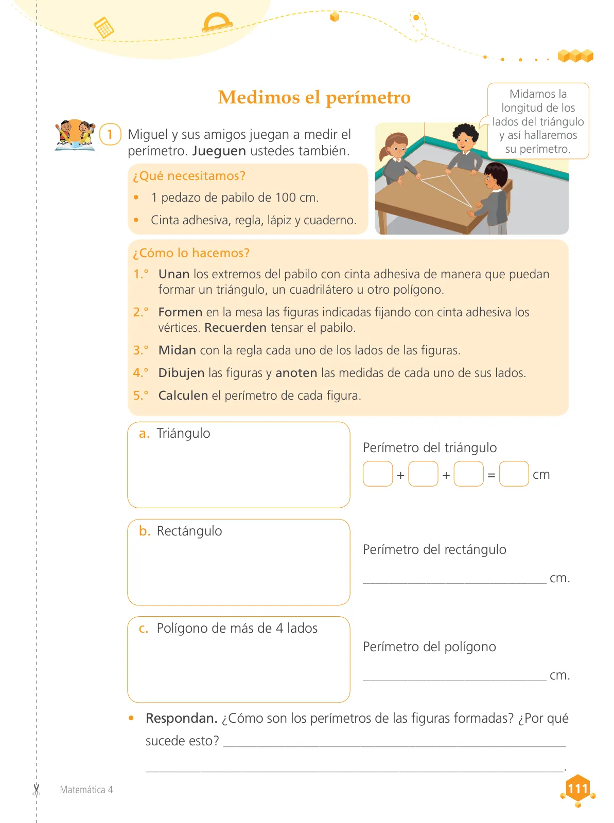 Página 113 de Matemática 4 : cuaderno de trabajo para cuarto grado de Educación Primaria 2019 · 2019