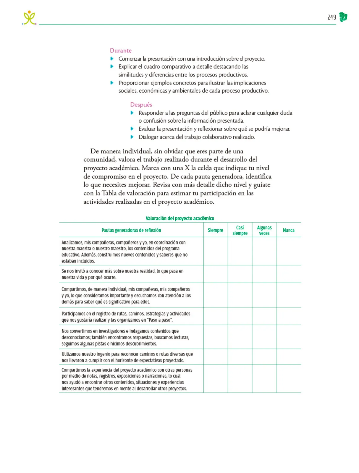 Miniatura página 250 de Colección Ximhai. Nuestro libro de Proyectos. Tomo I.   Libro de Educación Telesecundaria Grado 1°  Ciclo Escolar 2025 - 2026