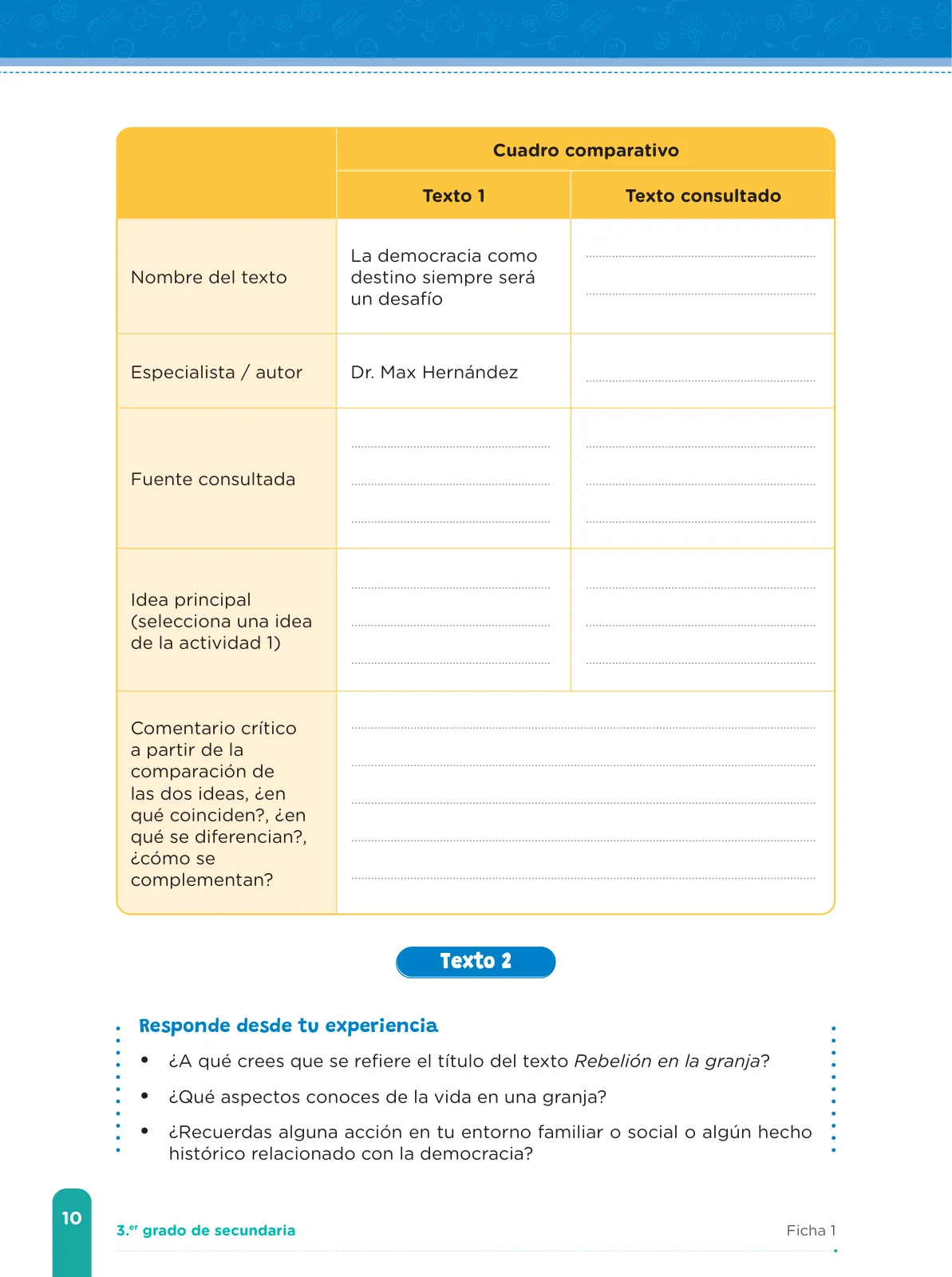 Miniatura página 12 de Fichas de aprendizaje de Comunicación 3 · 2024