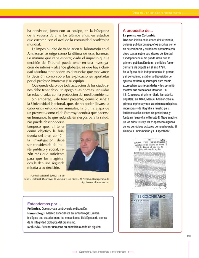 Página 131 de Lenguaje 9° · Secundaria Activa
