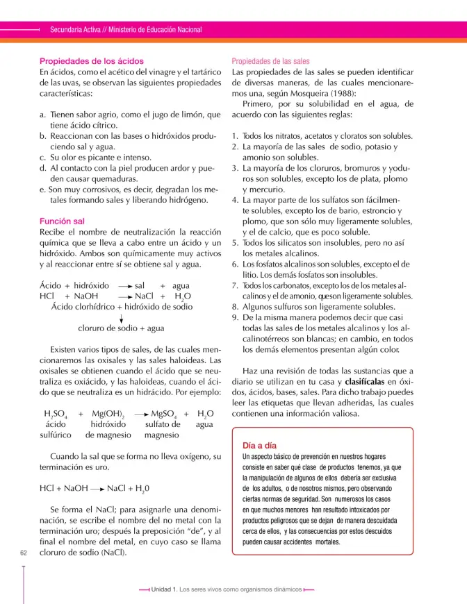 Página 62 de Ciencias Naturales 8° · Secundaria Activa