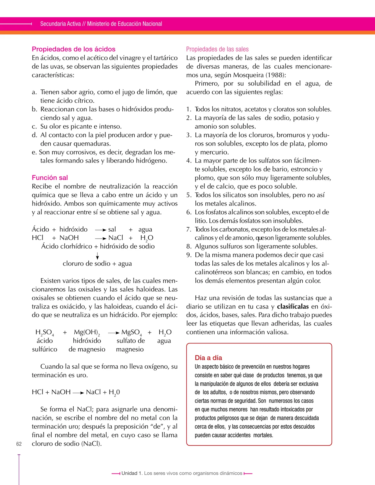 Miniatura página 62 de Ciencias Naturales 8° · Secundaria Activa