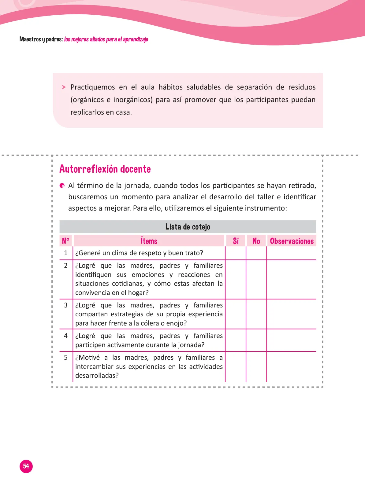 Miniatura página 56 de Guía para el trabajo docente con las familias del ciclo III de Primaria · 2016