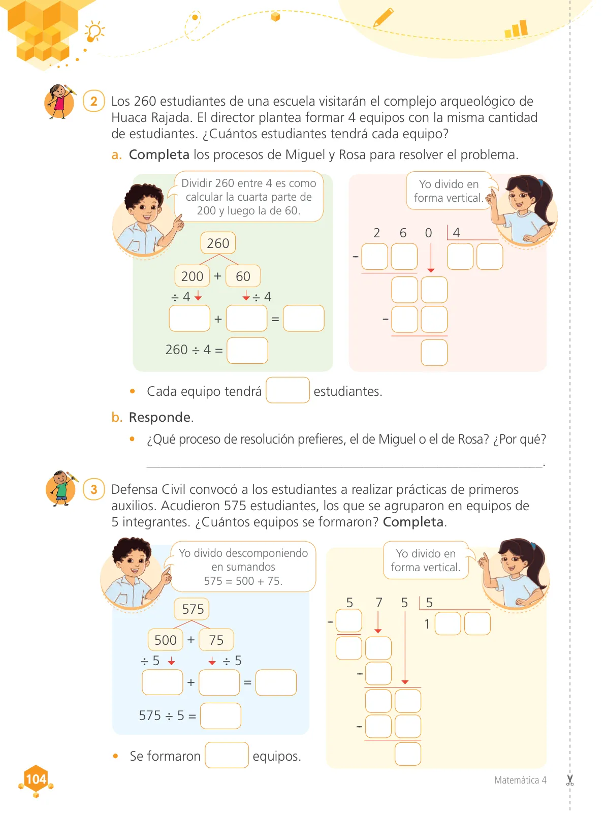 Página 106 de Matemática 4 : cuaderno de trabajo para cuarto grado de Educación Primaria 2019 · 2019