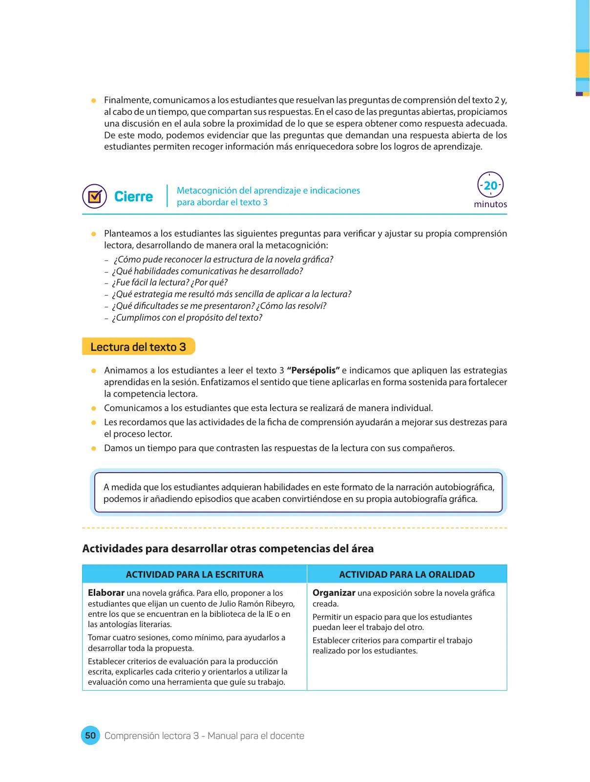 Miniatura página 52 de Comprensión lectora : manual para el docente de tercer grado de Secundaria 2018 · 2018