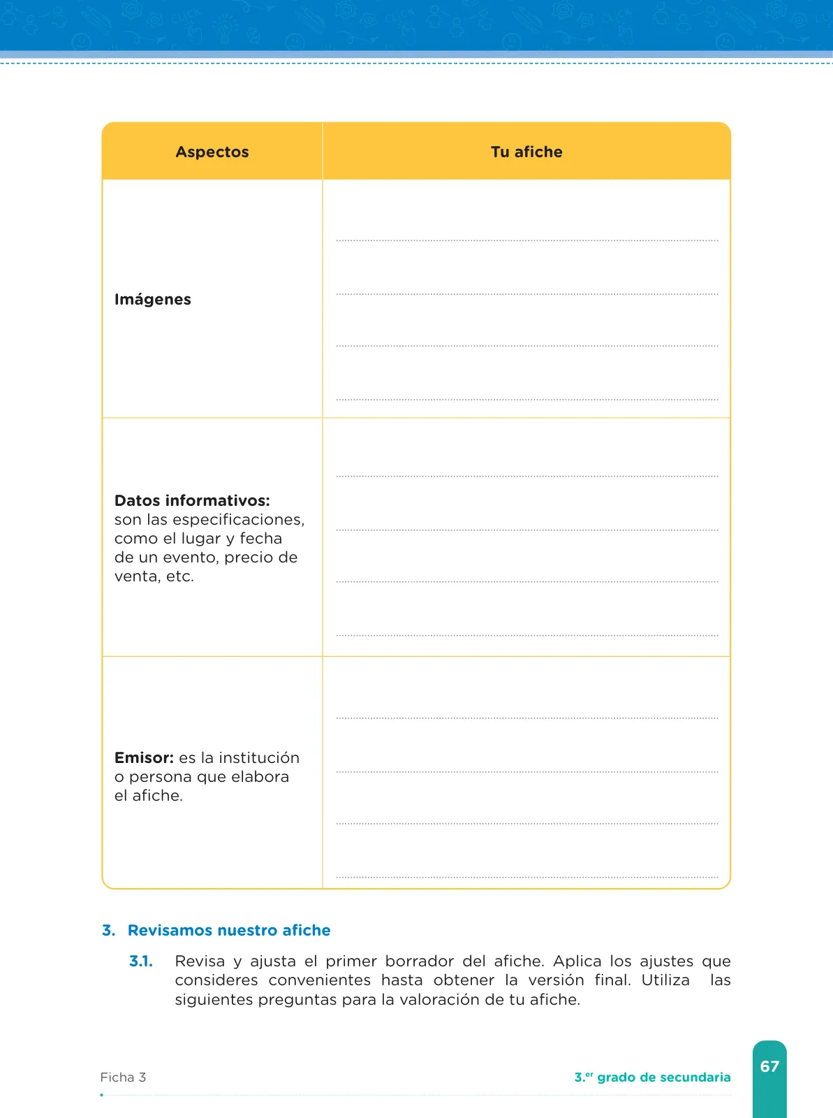 Página 69 de Fichas de aprendizaje de Comunicación 3 · 2024