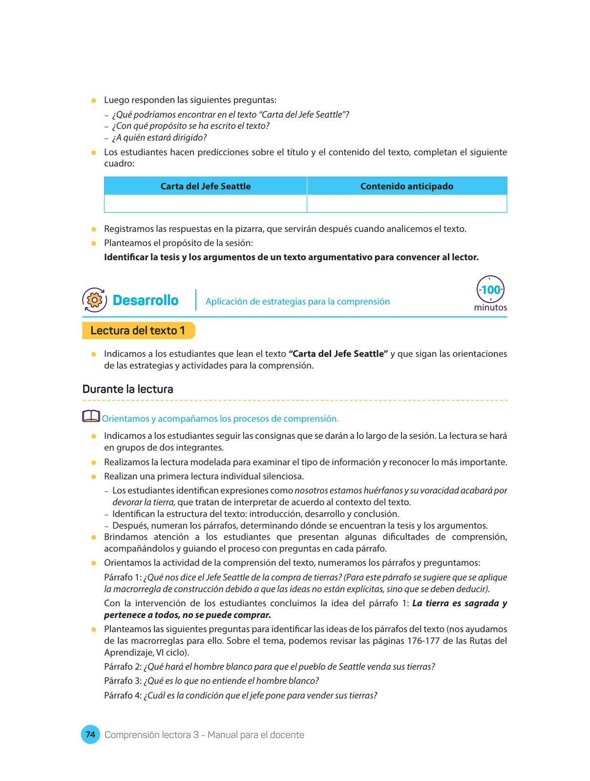 Página 76 de Comprensión lectora : manual para el docente de tercer grado de Secundaria 2018 · 2018