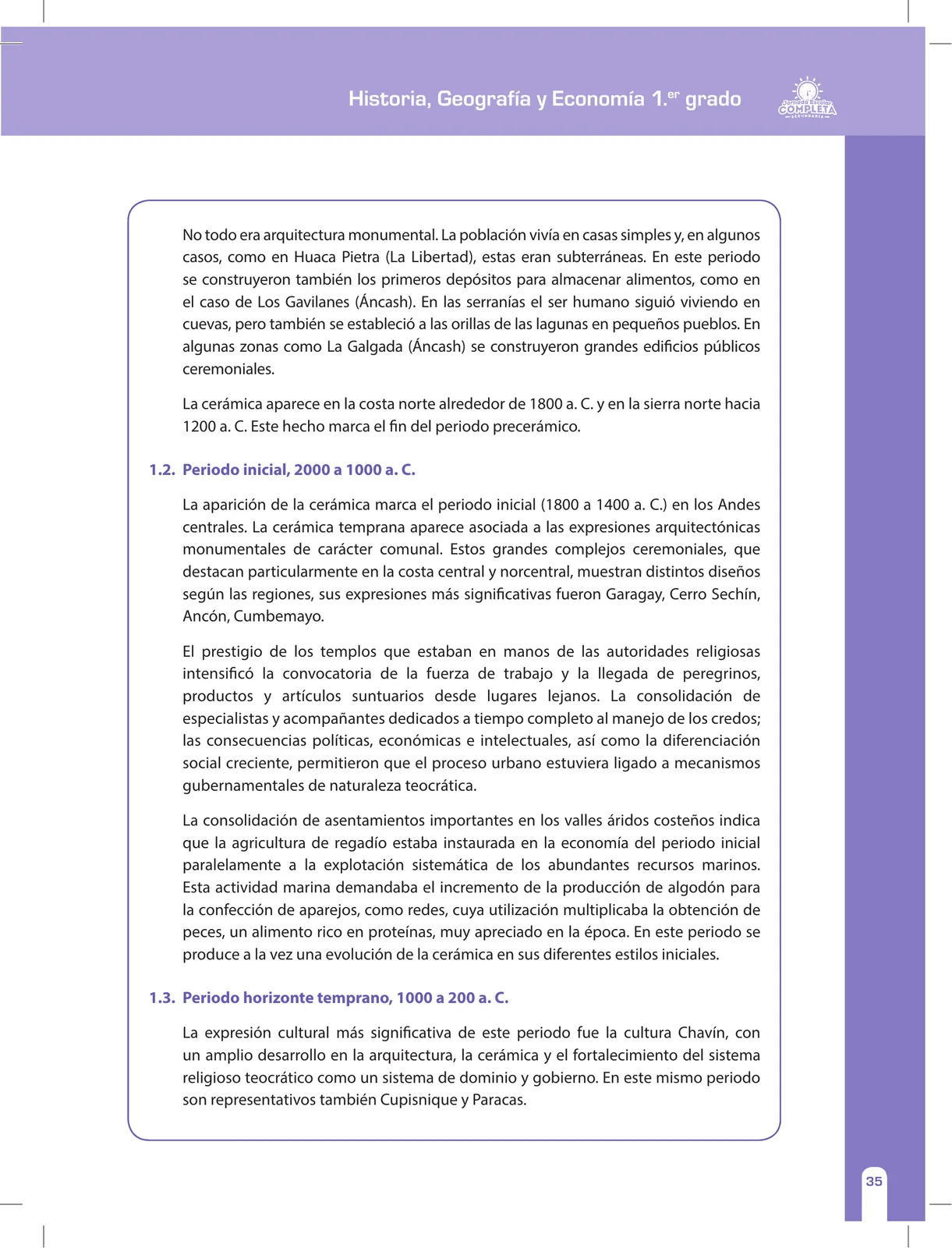 Página 35 de Historia, Geografía y Economía 1 : cuaderno de reforzamiento pedagógico - JEC · 2016