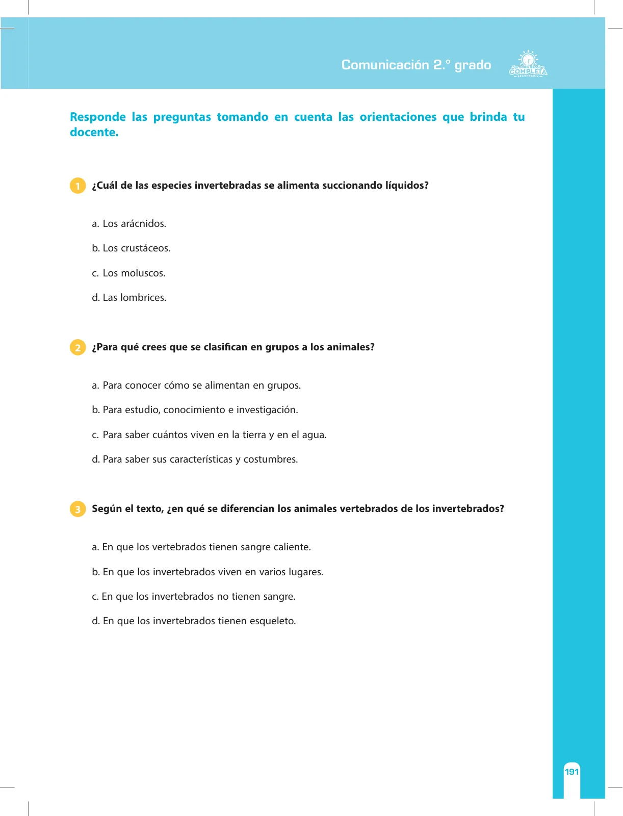 Miniatura página 191 de Comunicación Secundaria 2. Cuaderno de reforzamiento pedagógico - JEC · 2016