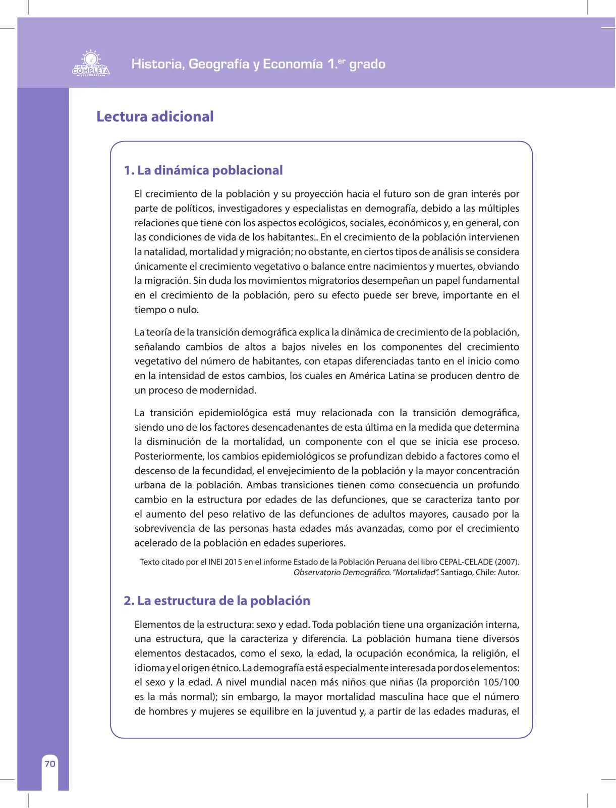 Miniatura página 70 de Historia, Geografía y Economía 1 : cuaderno de reforzamiento pedagógico - JEC · 2016