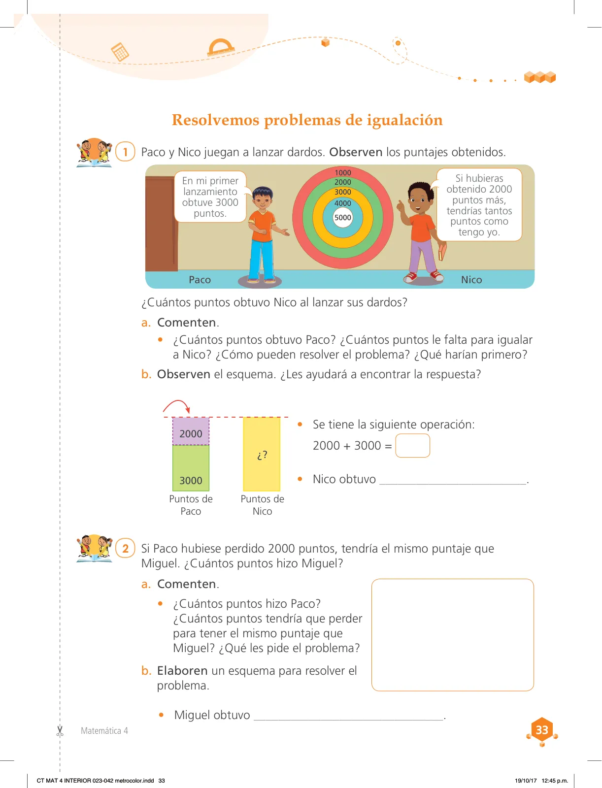 Página 33 de Matemática 4 : cuaderno de trabajo para cuarto grado de Educación Primaria 2018 · 2018