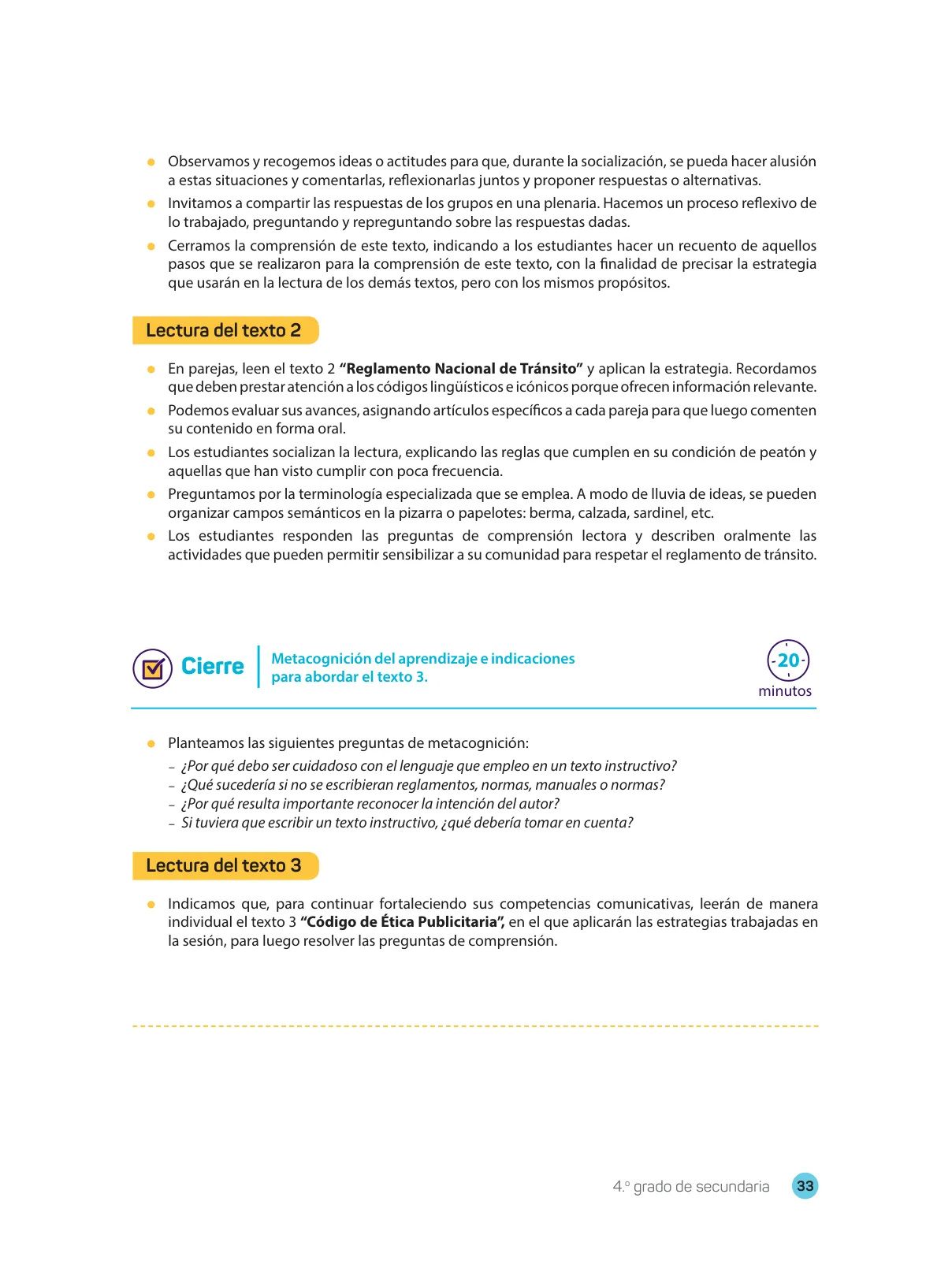 Miniatura página 35 de Comprensión lectora : manual para el docente de cuarto grado de Secundaria 2018 · 2018