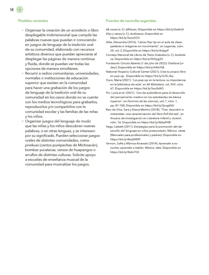 Página 59 de Modalidades de trabajo para la acción transformadora y el codiseño Libro de Educación Preescolar Grado 1°, 2°, 3° Ciclo Escolar 2025 - 2026
