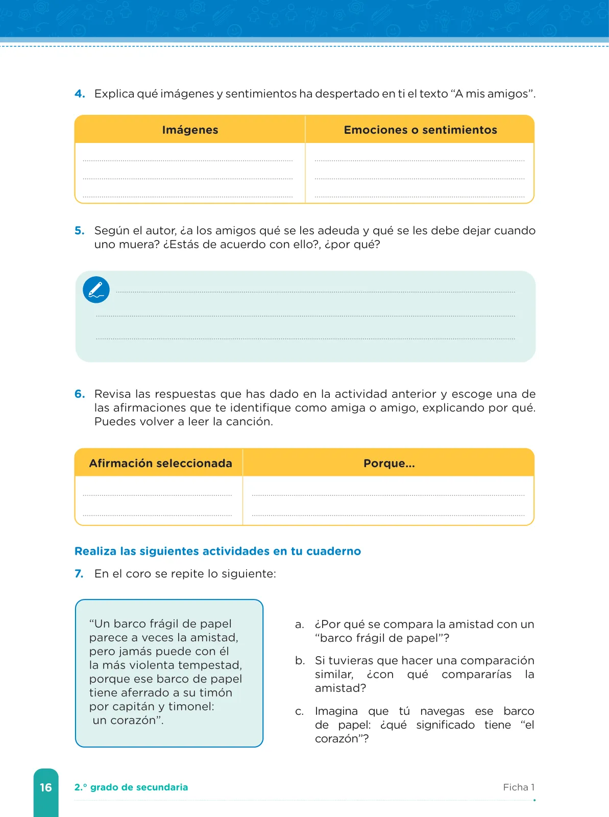 Página 18 de Fichas de aprendizaje de Comunicación 2 · 2024