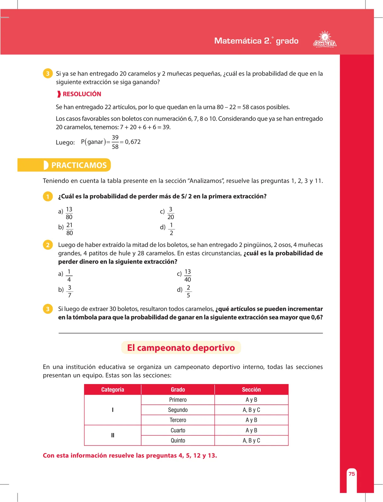Miniatura página 75 de Matemática 2 : cuaderno de reforzamiento pedagógico - JEC · 2016