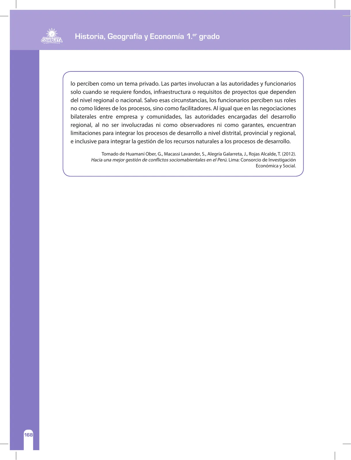 Miniatura página 168 de Historia, Geografía y Economía 1 : cuaderno de reforzamiento pedagógico - JEC · 2016