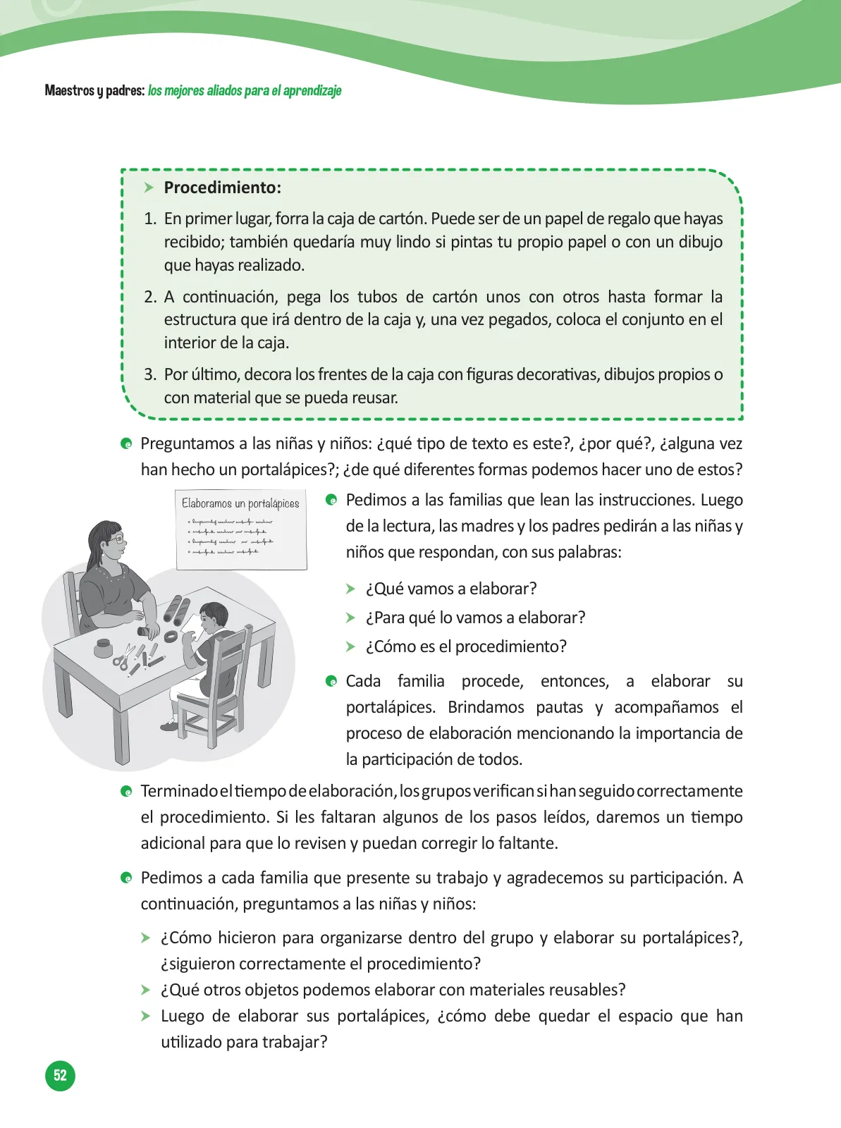 Miniatura página 54 de Guía para el trabajo docente con las familias del ciclo V de Primaria · 2016